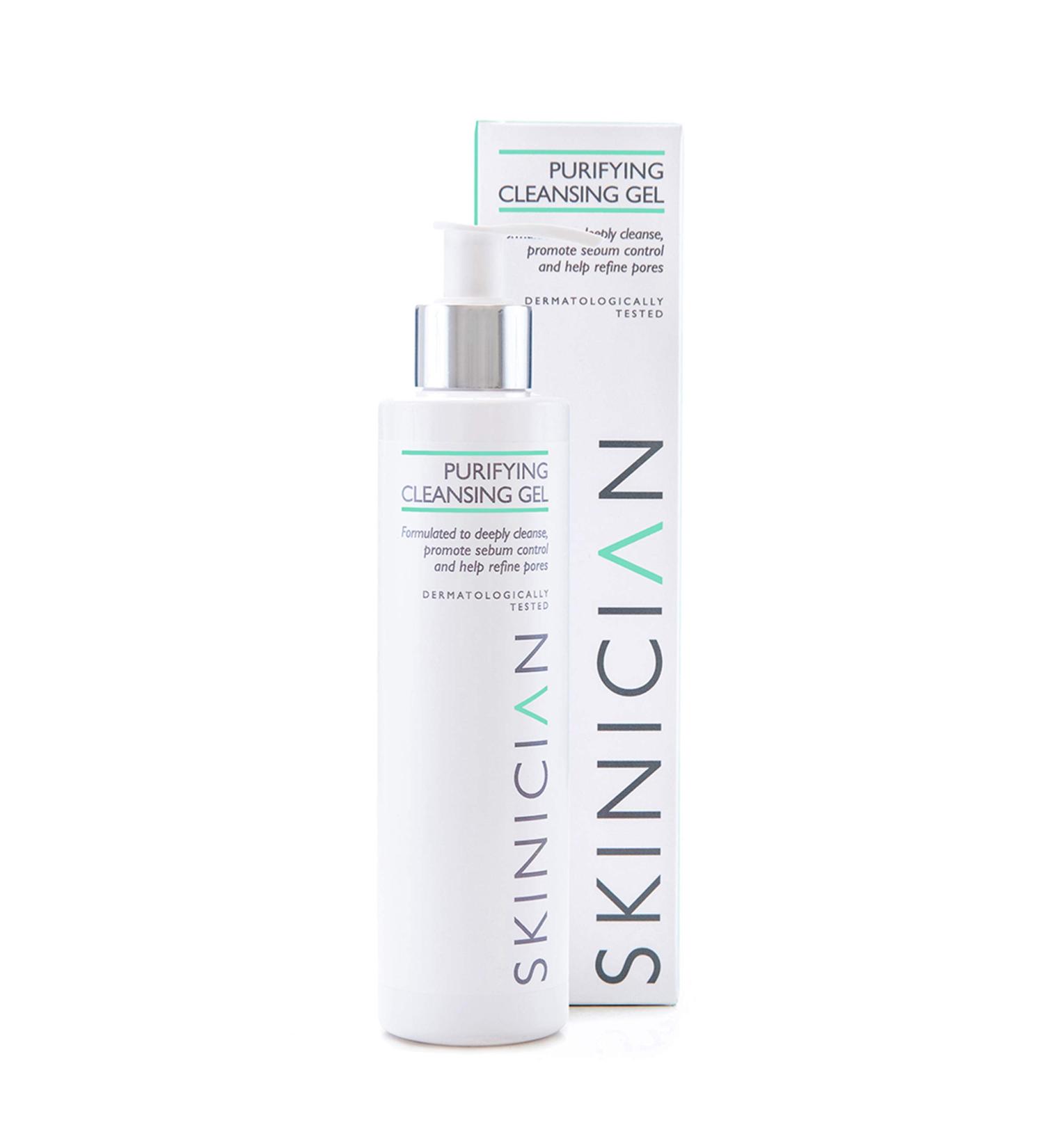 SKINICIAN Purifying Cleansing Gel - Gentle Face Wash with Witch Hazel & Green Tea - Rebalancing Facial Cleanser for Oily Combination Skin - Removes Excess Oil - Vegan & Cruelty Free (200ml) - Buy Online on GoSupps.com