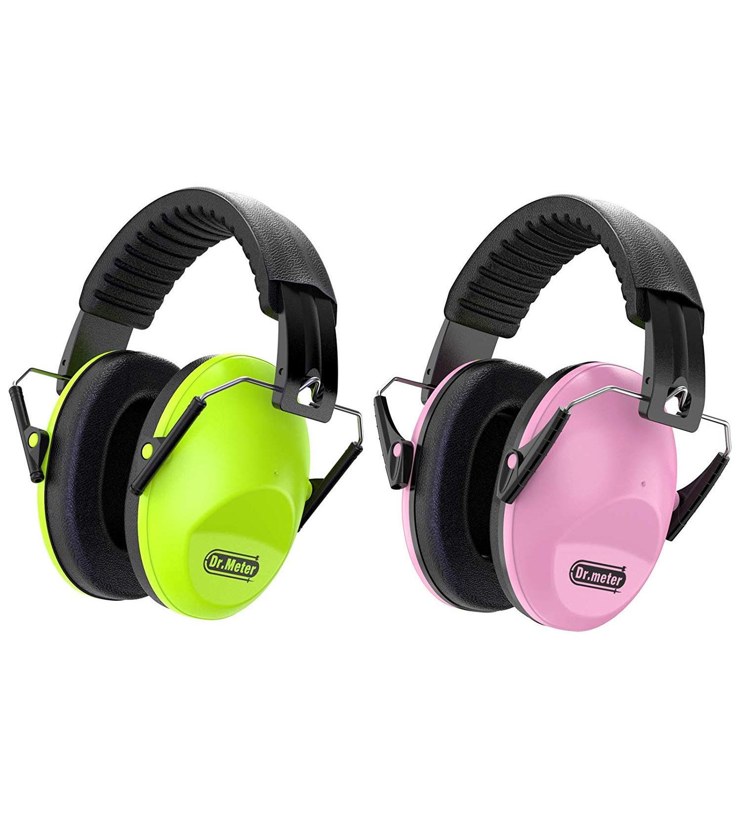 Dr.meter Children Ear Defenders NRR 27dB Protective Earmuffs | Noise Blocking Ear Muffs for Kids | Adjustable Headband | Green & Pink - Buy Online on GoSupps.com