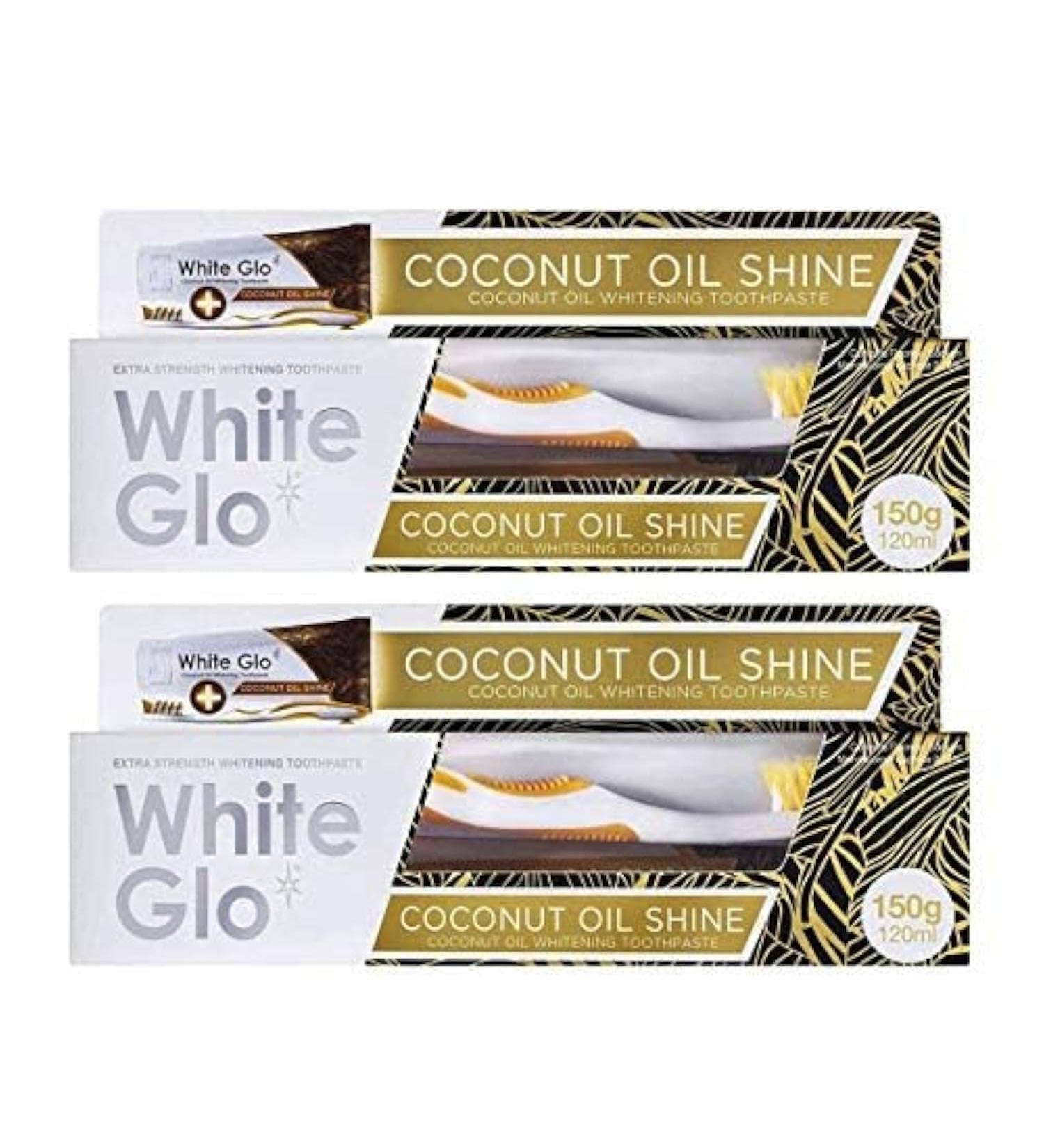 White Glo Coconut Toothpaste 150g (Pack of 2) with 50 Sanitary Floss Sticks - Buy Online on GoSupps.com
