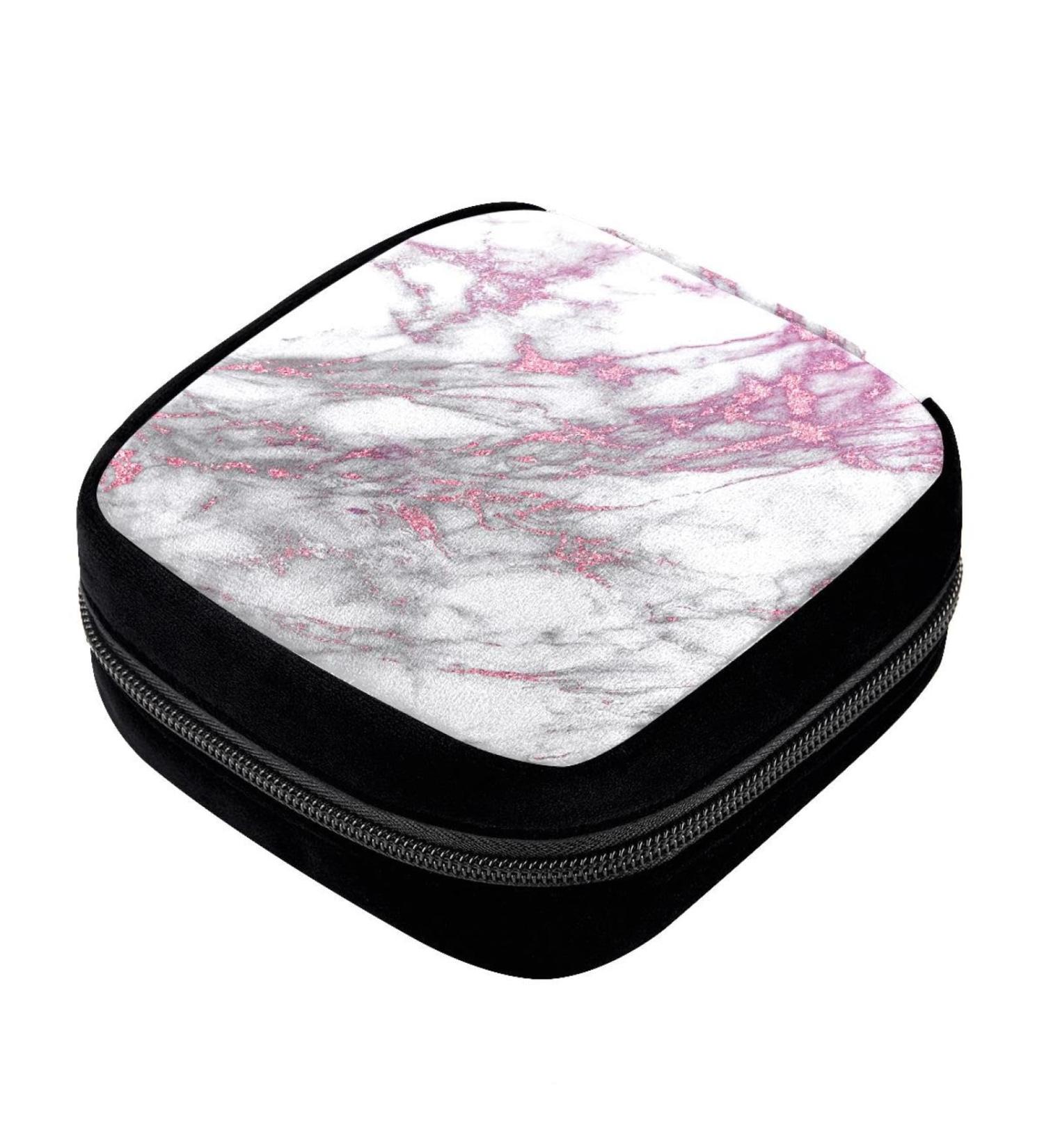 GIAPB Period Bag Sanitary Napkin Storage Pad Holder | Red & White Marble Makeup Pouch - Buy Online on GoSupps.com