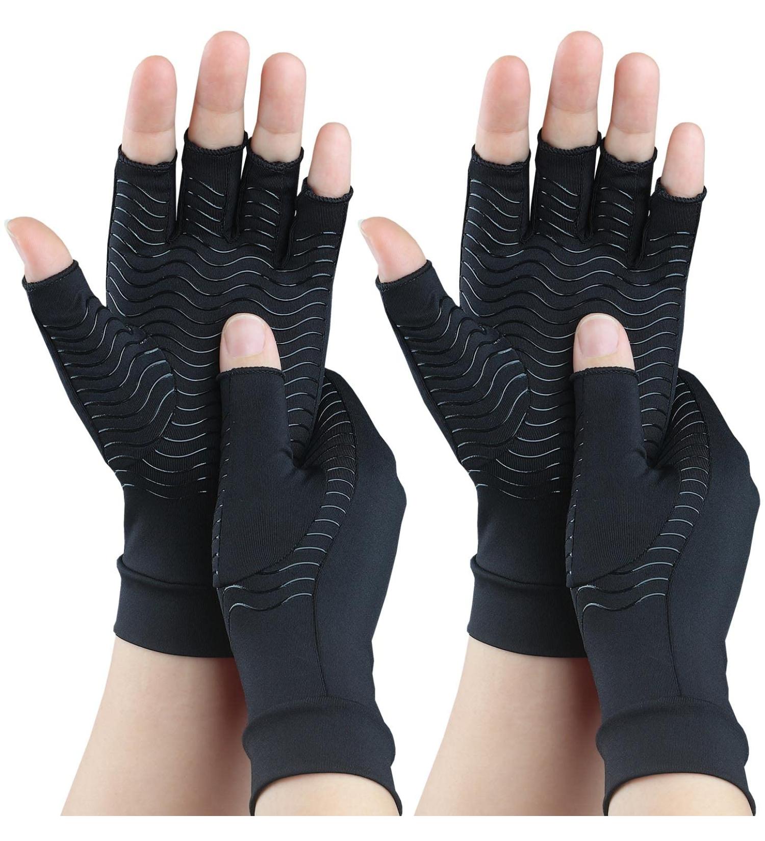SHIFANQI Copper Arthritis Compression Gloves - 2 Pairs, Fingerless Design for Carpal Tunnel & Hand Pain Relief, Medium Size - Buy Online on GoSupps.com