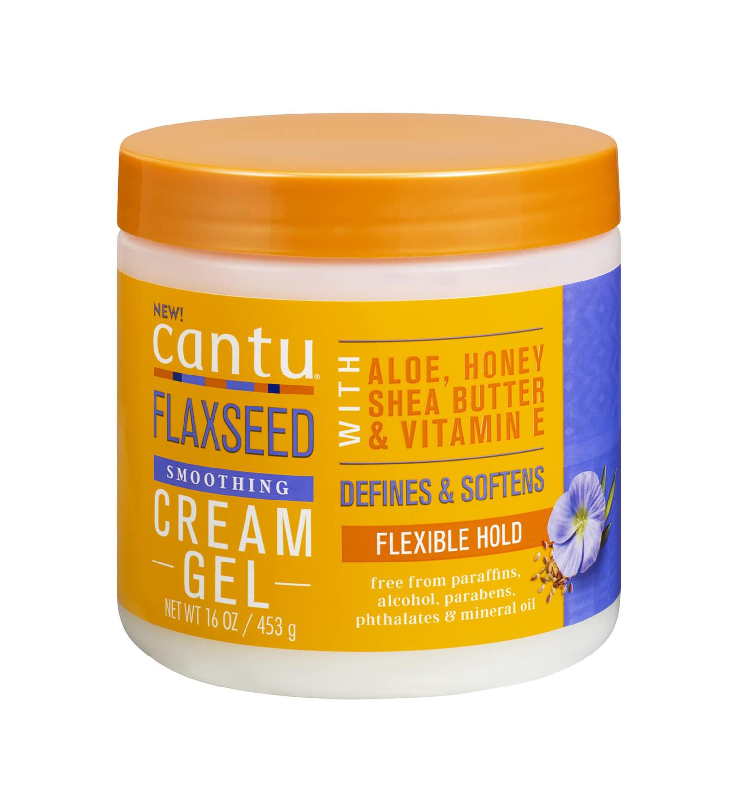 Cantu Flaxseed Styling Cream Gel 16 oz with Aloe, Honey, Shea Butter & Vitamin E - Buy Online on GoSupps.com