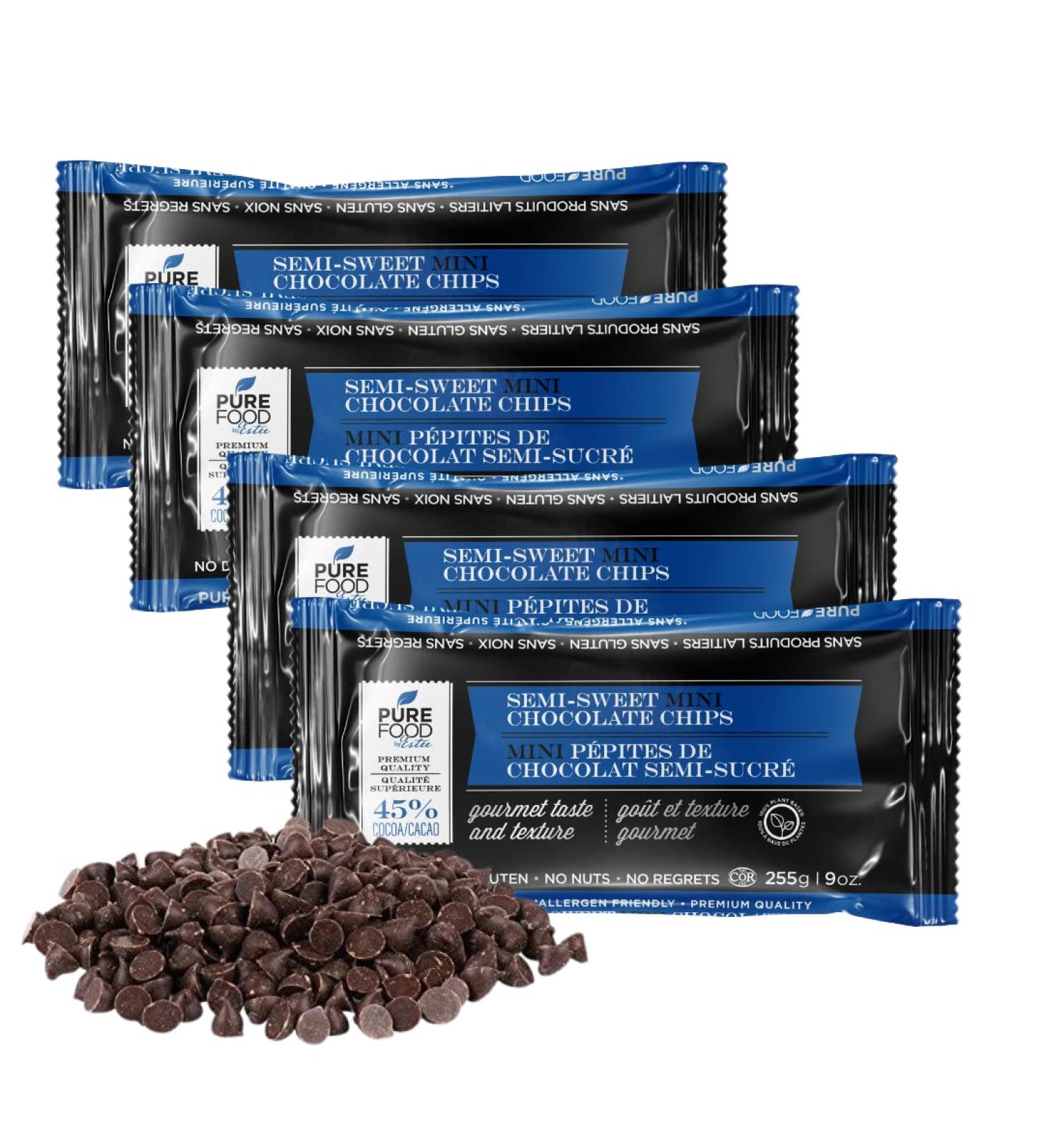 Barry Callebaut Semi Sweet Mini Chocolate Chips | All Natural, Certified Kosher, Gluten-Free, Dairy-Free, Nut-Free, Vegan | 9 oz Bag (Pack of 4) - Buy Online on GoSupps.com