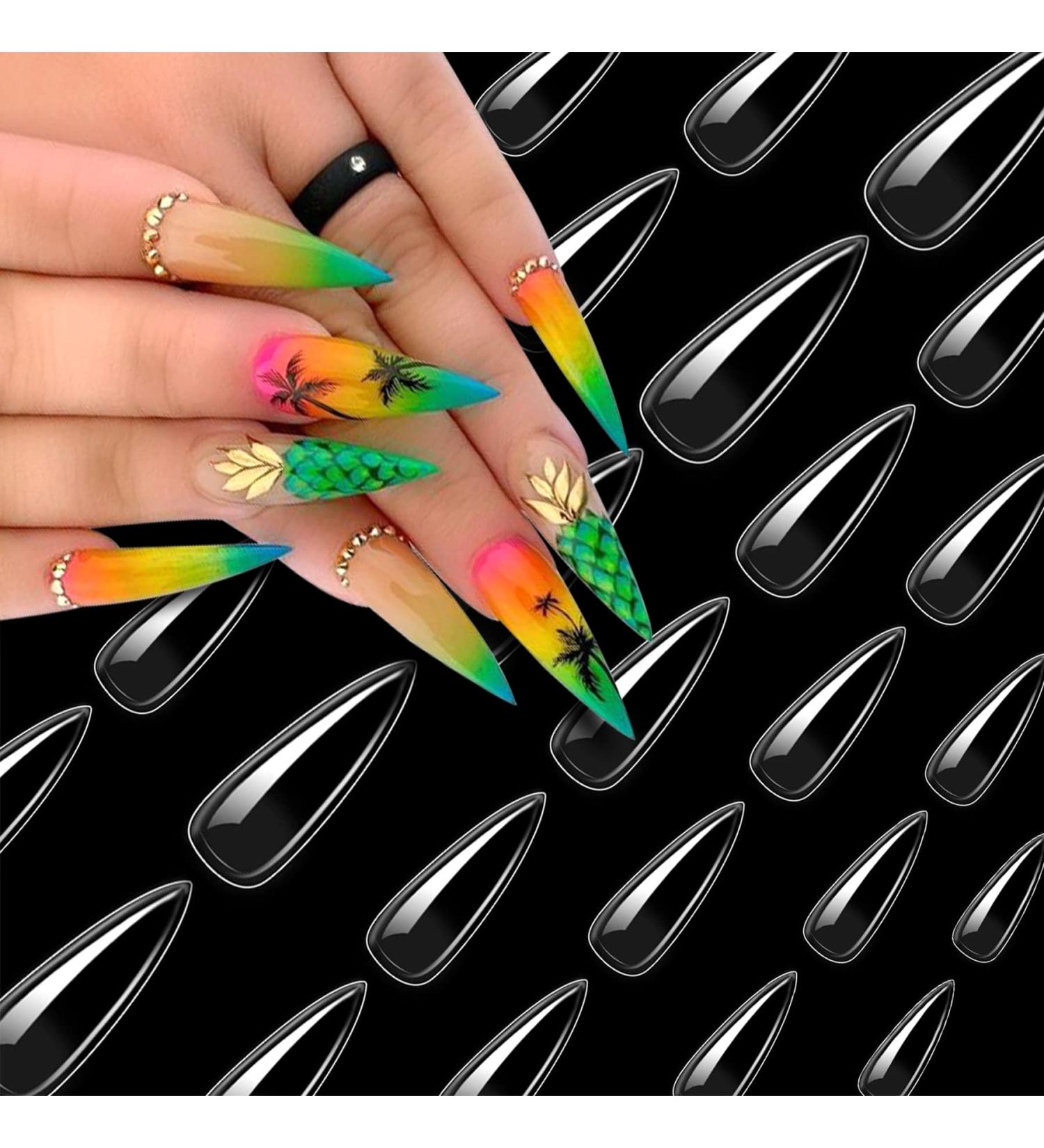 VIVID STELLA 600 Pieces Long Stiletto False Nails - Acrylic Nail Art Full Cover Tips for Women & Girls - International Shipping Available - Buy Online on GoSupps.com