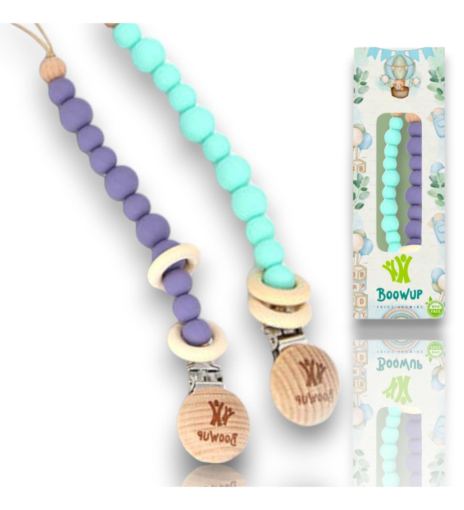 BOOWUP Baby Dummy Clips - Silicone Pacifier Holder for Boys and Girls (Green) - Buy Online on GoSupps.com