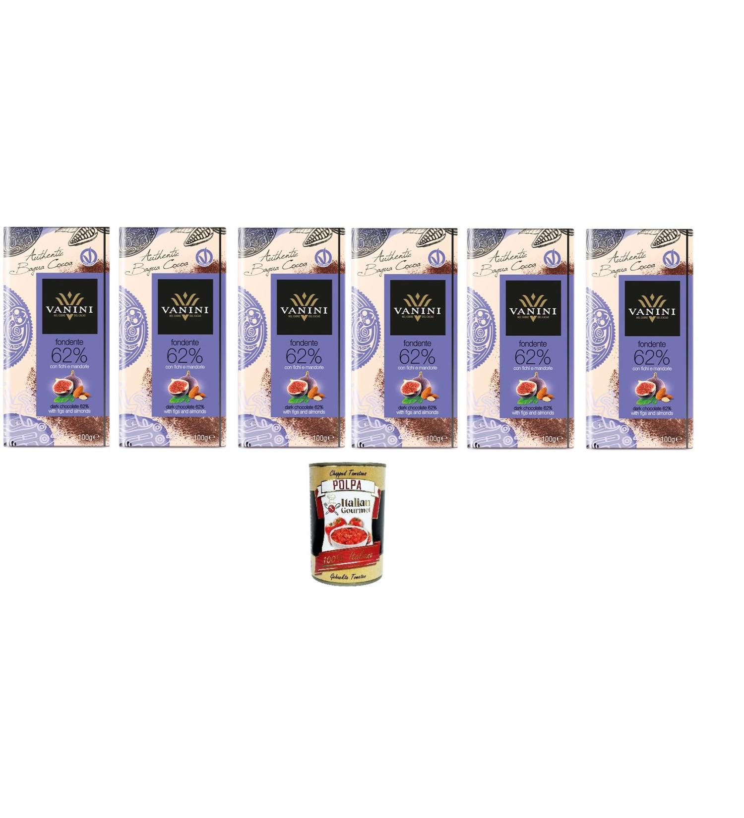  Italian Gourmet E.R. Vanini Dark Bar 62% Bagua with figs and almonds 100g + gourmet Italian polpa 400g - Buy Online on GoSupps.com