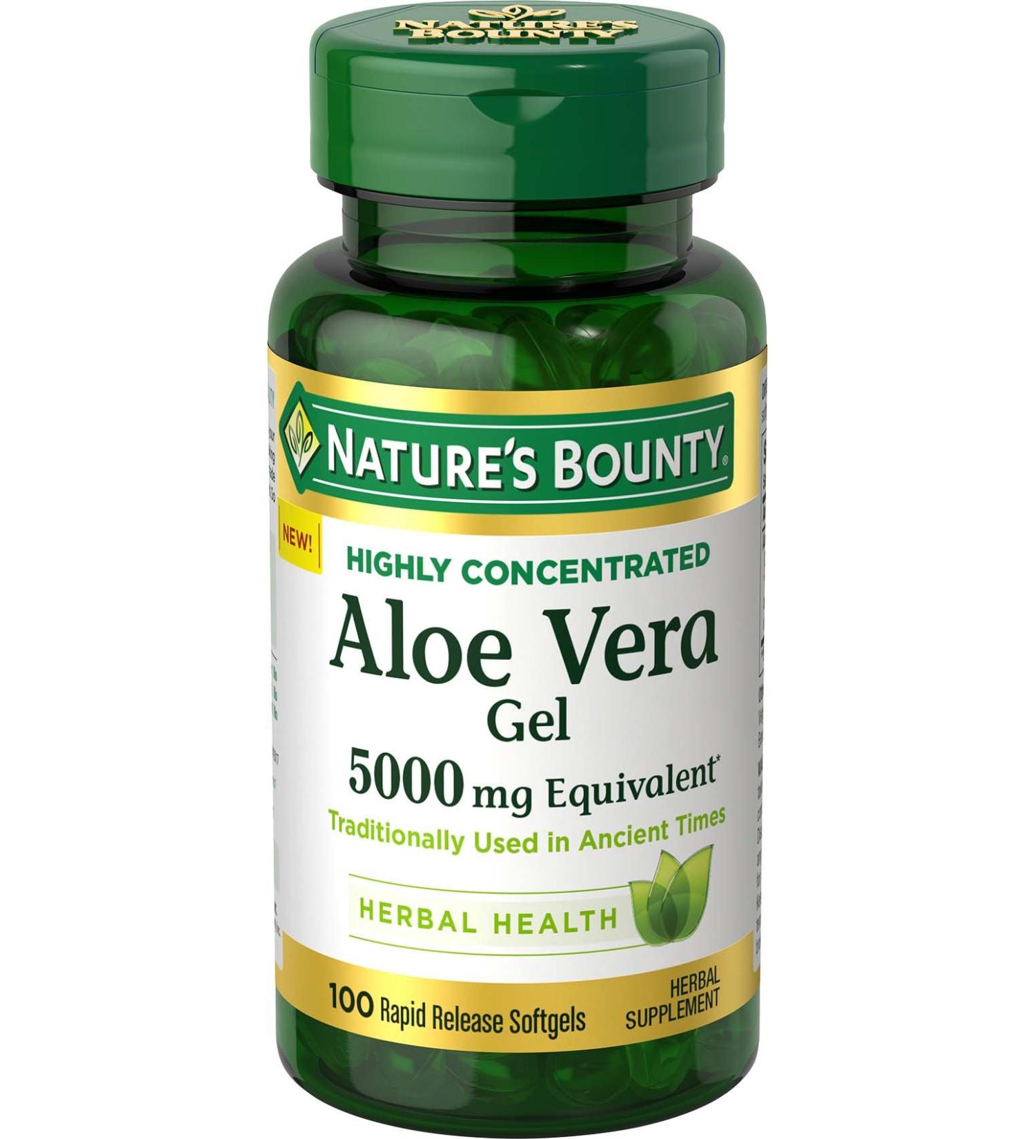 Nature's Bounty Aloe Vera Gel 5000 mg - 100 Rapid Release Softgels for Digestive Health - Buy Online on GoSupps.com