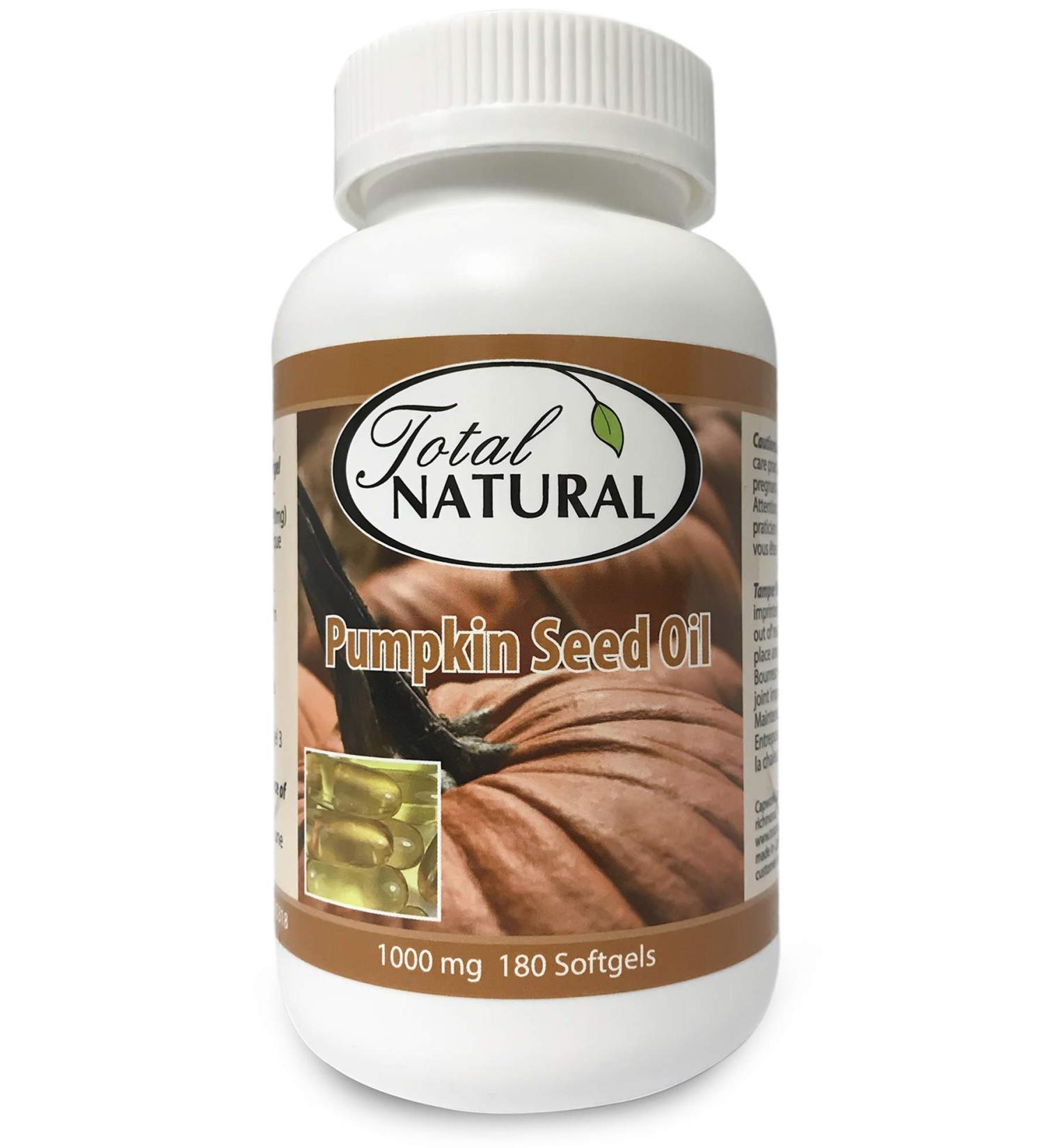 Pumpkin Seed Oil 1000mg 180s 5 bottles by Total Natural Men And Sex Health Care Supports Healthy Prostate And Urinary Control Made In Canada - Buy Online on GoSupps.com