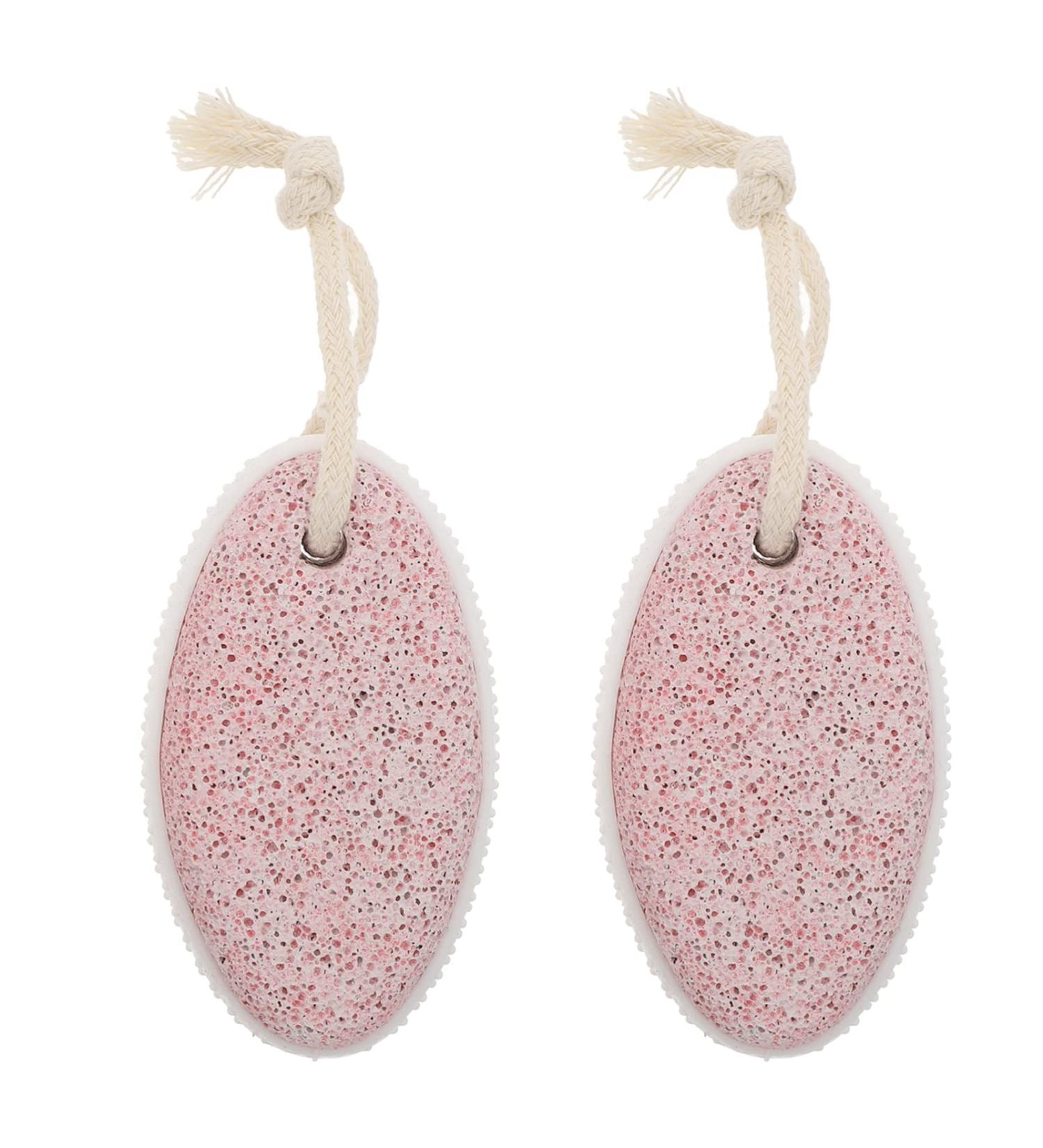 Minkissy Foot Peeling Pumice Stone - Natural 2-Piece Pedicure Tool for Dead Skin Removal - Pink Foot Care Essential - Buy Online on GoSupps.com