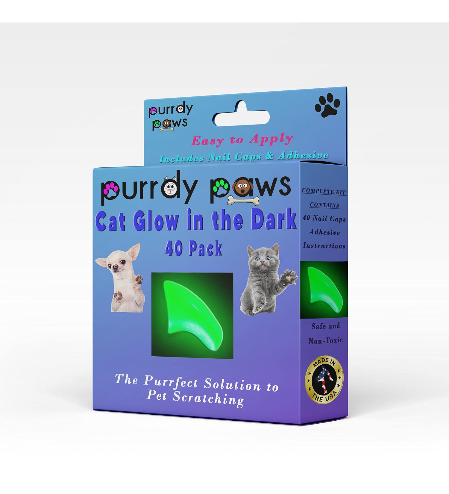 Purrdy Paws 40-Pack Glow-in-The-Dark Soft Nail Caps for Cats - Medium Size - Buy Online on GoSupps.com