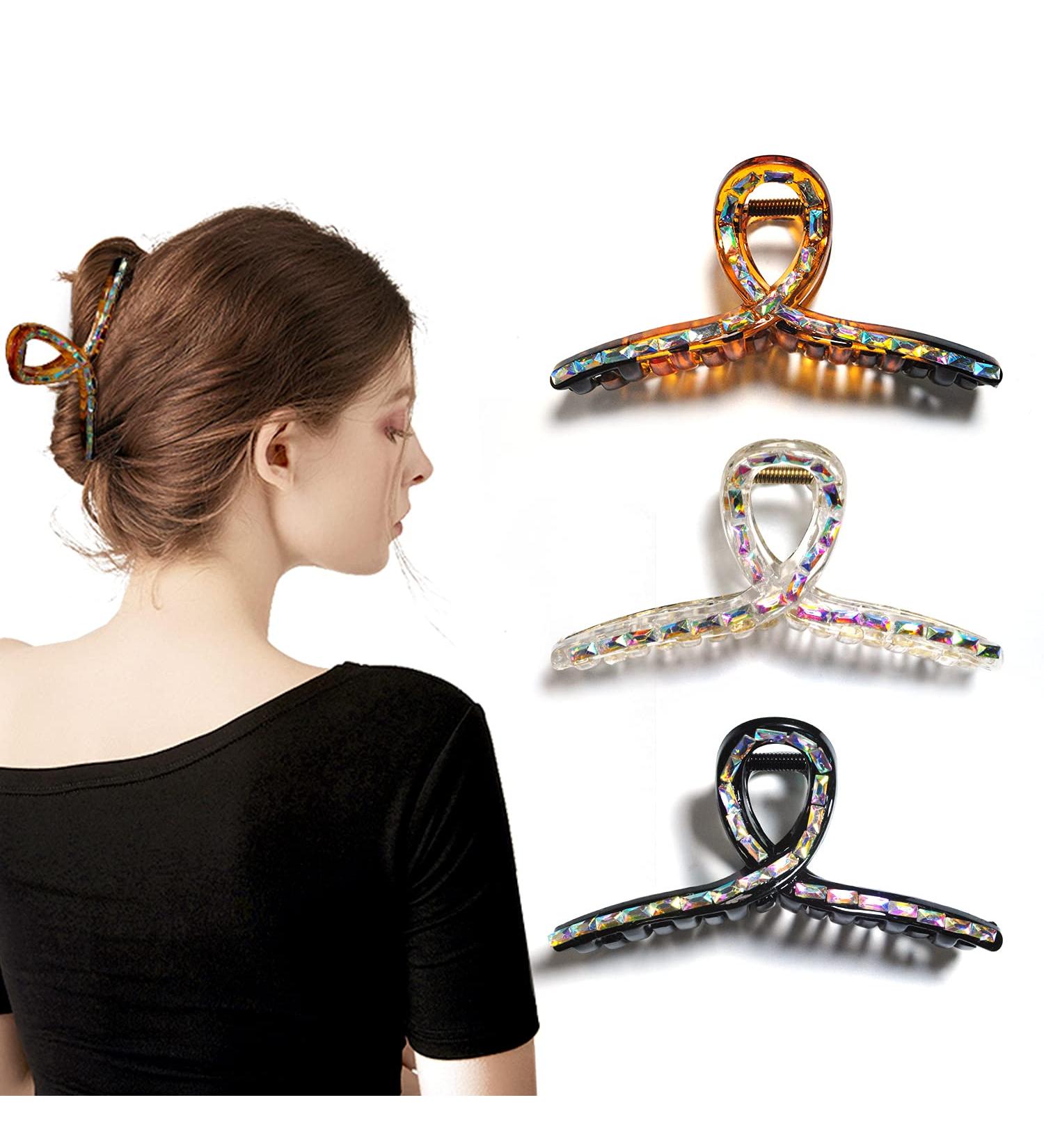 Shop Kavya Big Thick Hair Clips - Shiny Slide-Resistant Claw Clips for Women | Strong Support Grippers for All Hair Types - Buy Online on GoSupps.com