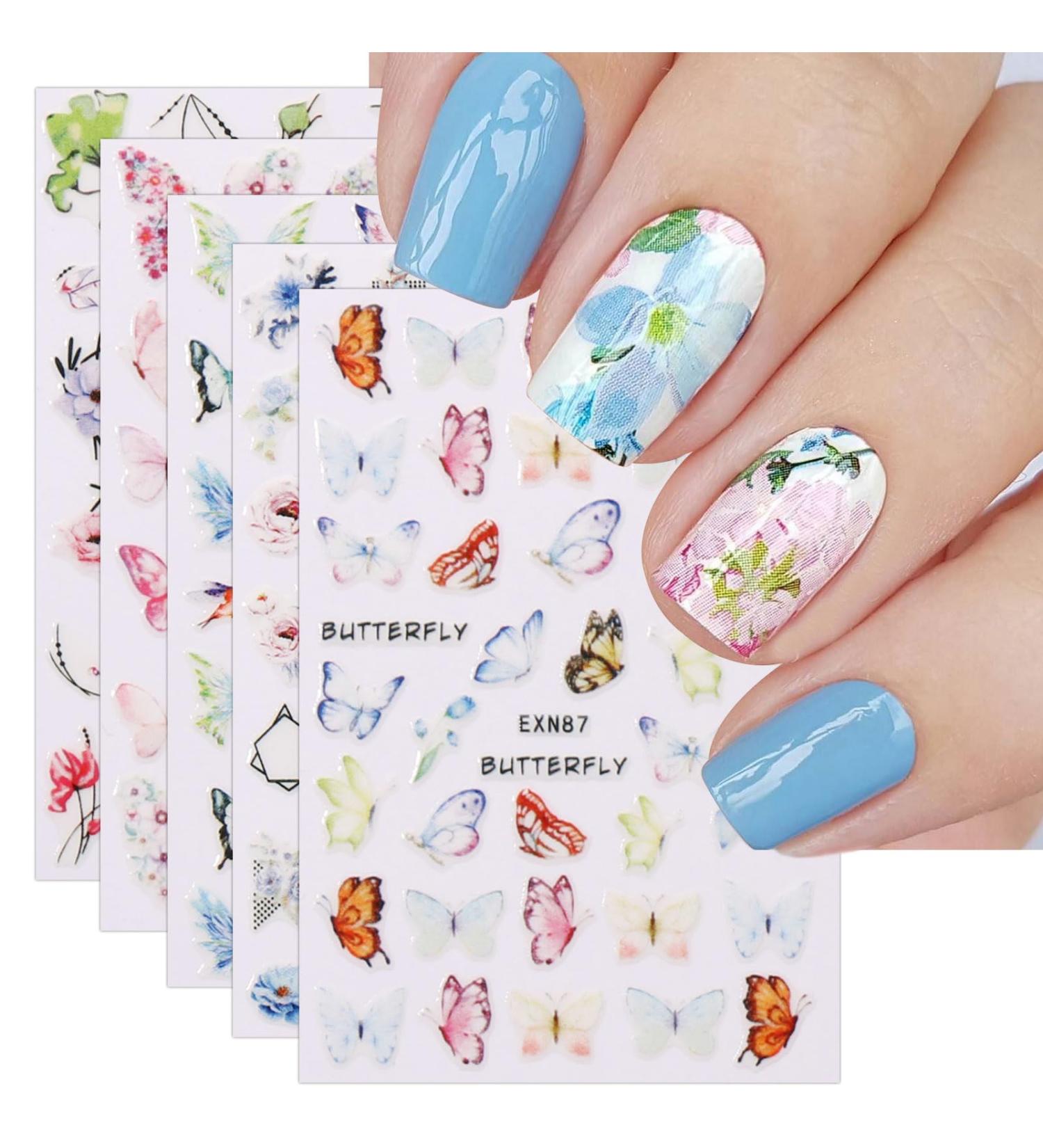 JMEOWIO 12 Sheets Spring Flower Nail Art Stickers Decals Self-Adhesive Summer Colorful Floral Nail Supplies Nail Art Design Decoration Accessories - Buy Online on GoSupps.com