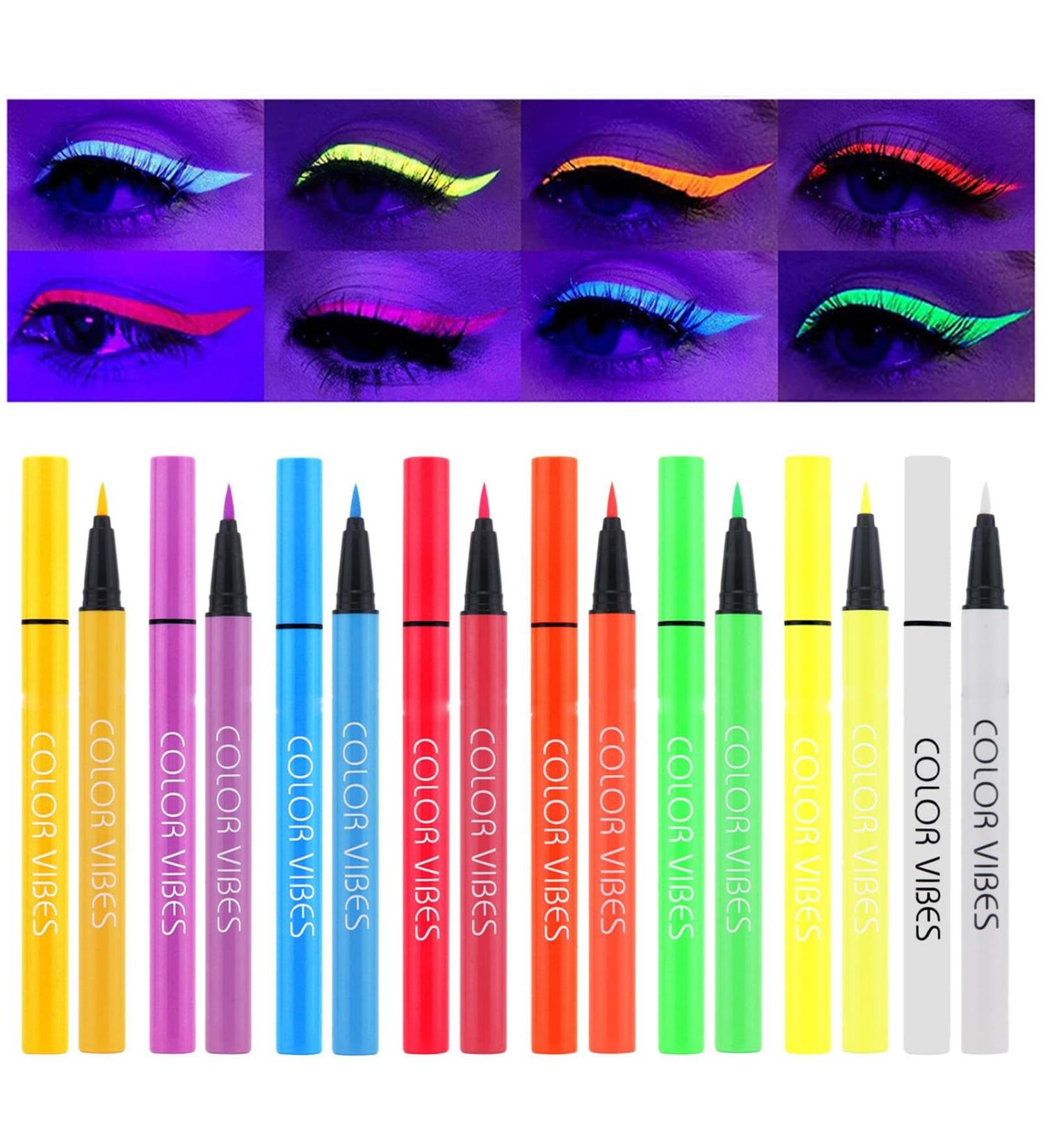 Colorful Liquid Eyeliner Smudge Proof UV Colored Eyeliner Set - Long Lasting Quick Drying Cosmetics Women Makeup for Wedding Prom Valentines Day Shakven - Buy Online on GoSupps.com