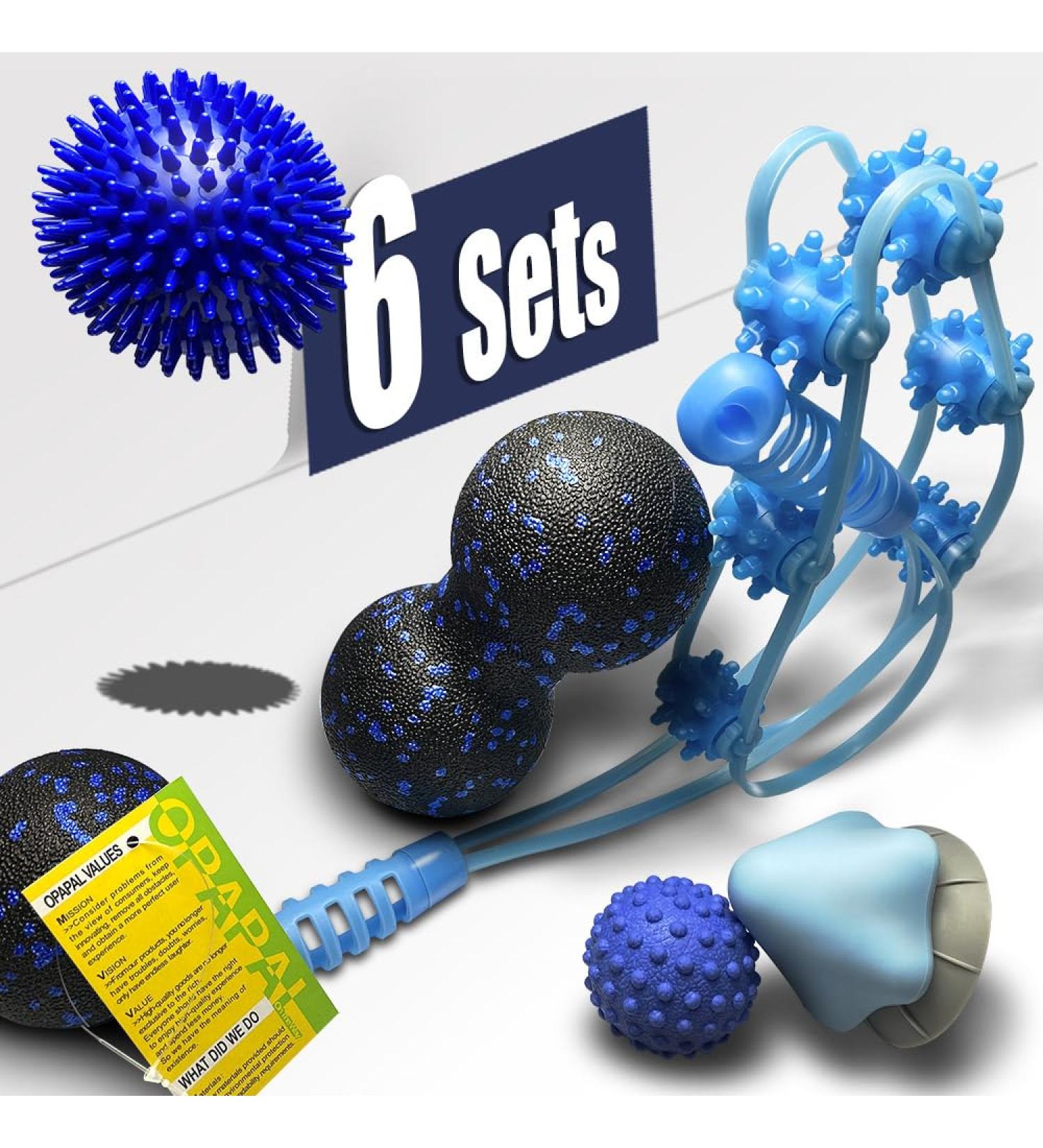 Massage Ball Set - 6PC Hedgehog & Trigger Point Massage Balls for Feet Neck & Fascia Relief | Suction Cup & Handle Included - Buy Online on GoSupps.com