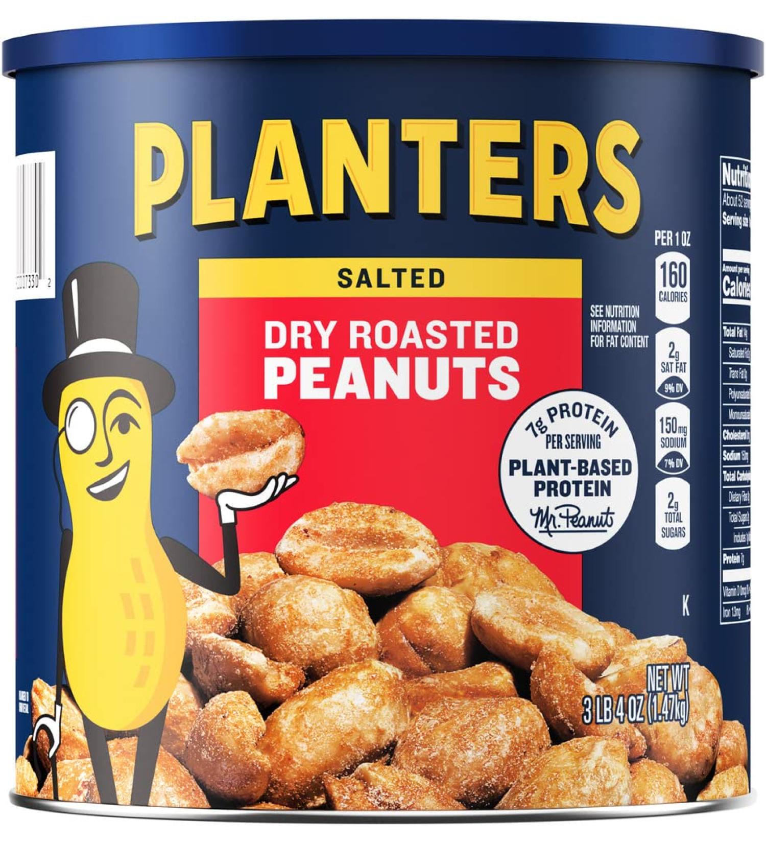 Planters Dry Roasted Peanuts 52 oz Canister & Almonds 3.25 lb Pack of 2 - Fresh & Crunchy Nut Mix - Buy Online on GoSupps.com
