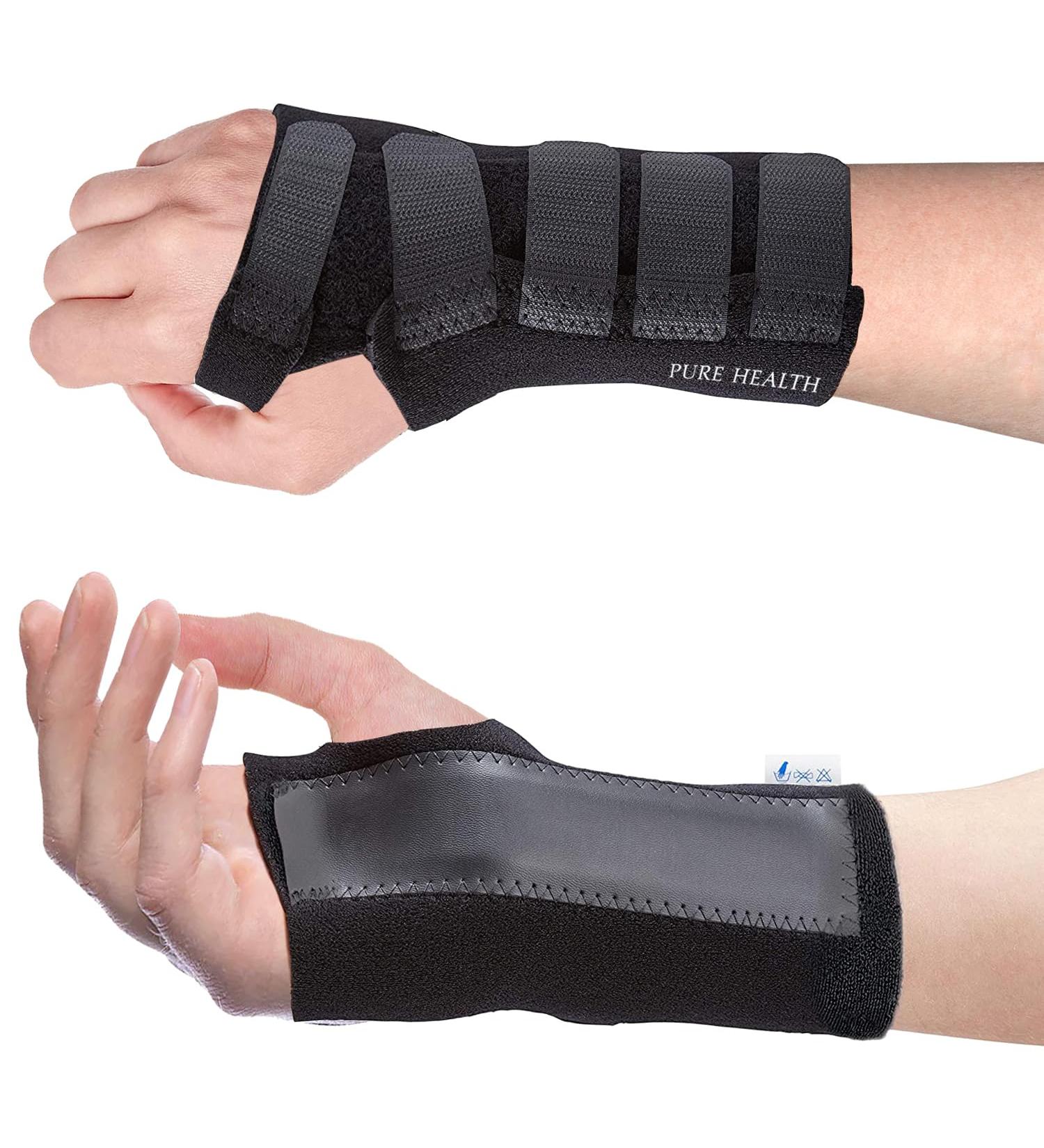 Pure Health Premium Wrist Support Brace - Relieves Pain & Supports Carpal Tunnel, Sprains, Tendonitis - Adjustable Compression for Men & Women (Left, Size L) - Buy Online on GoSupps.com