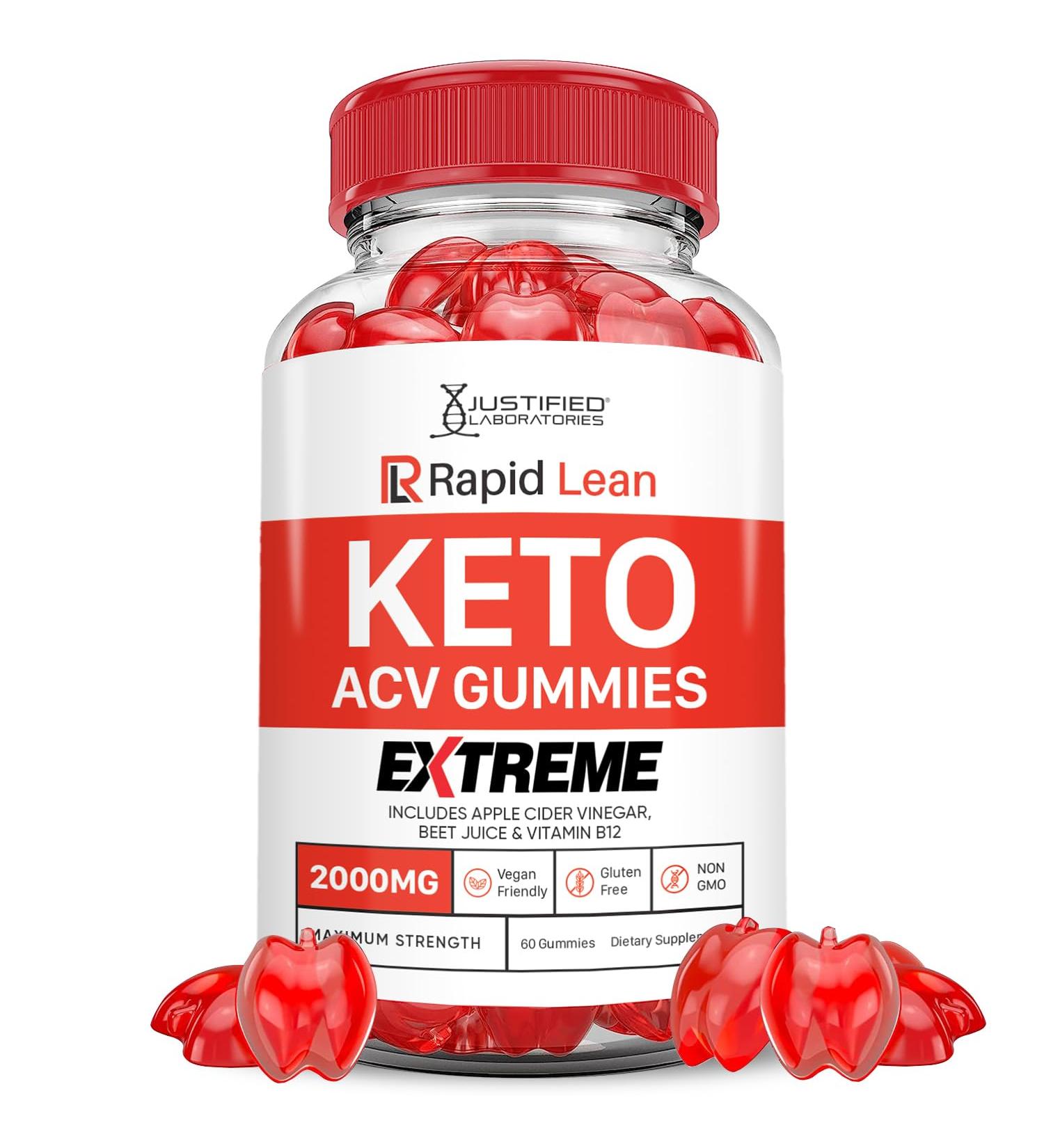 Rapid Lean Keto ACV Gummies 2000MG - Apple Cider Vinegar with Pomegranate & Beet Juice | Vegan & Non-GMO | 60 Count - Buy Online on GoSupps.com