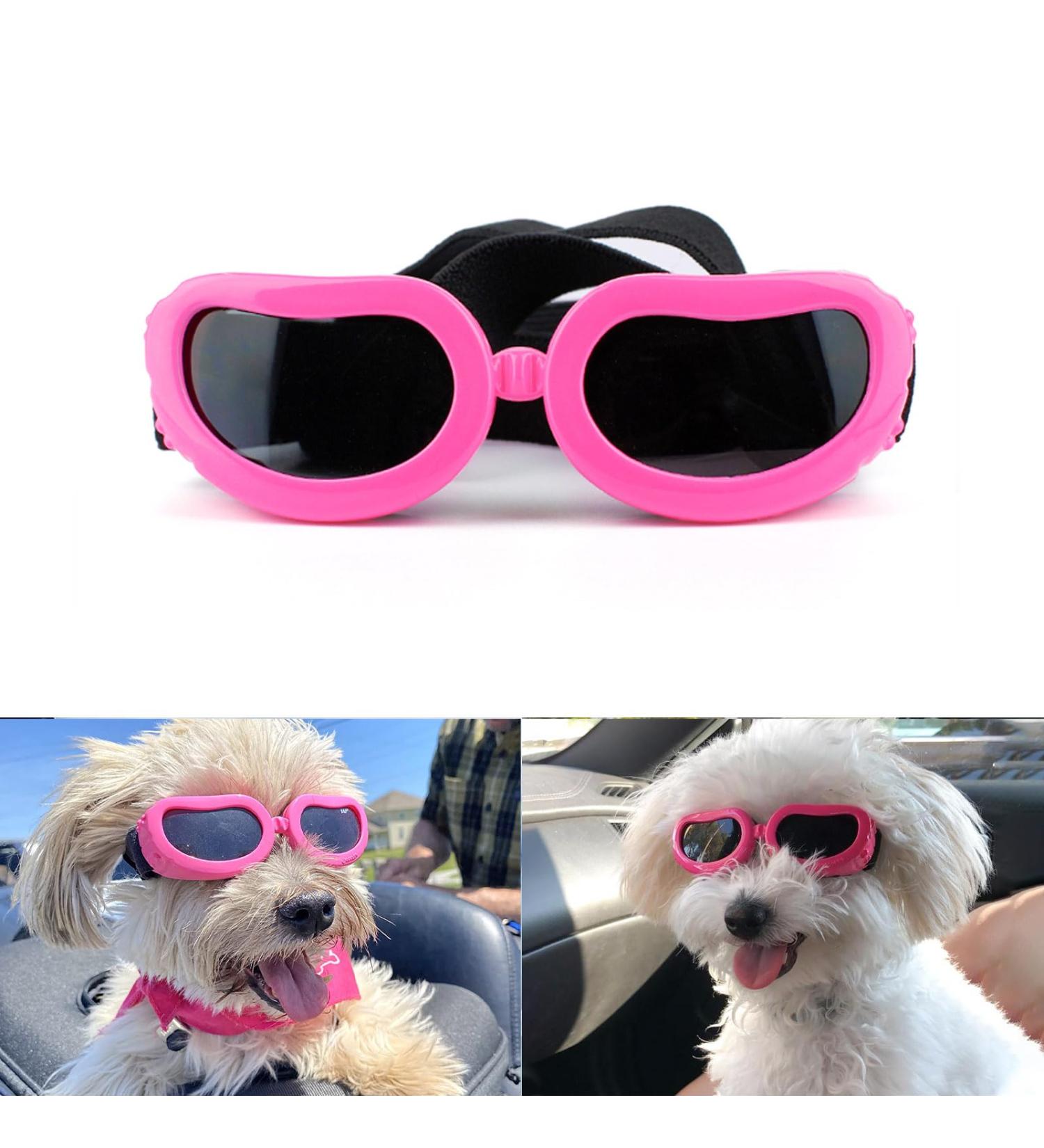 PETLESO Dog Sunglasses - Waterproof Anti-UV Goggles for Small Dogs & Cats - Pink - Buy Online on GoSupps.com