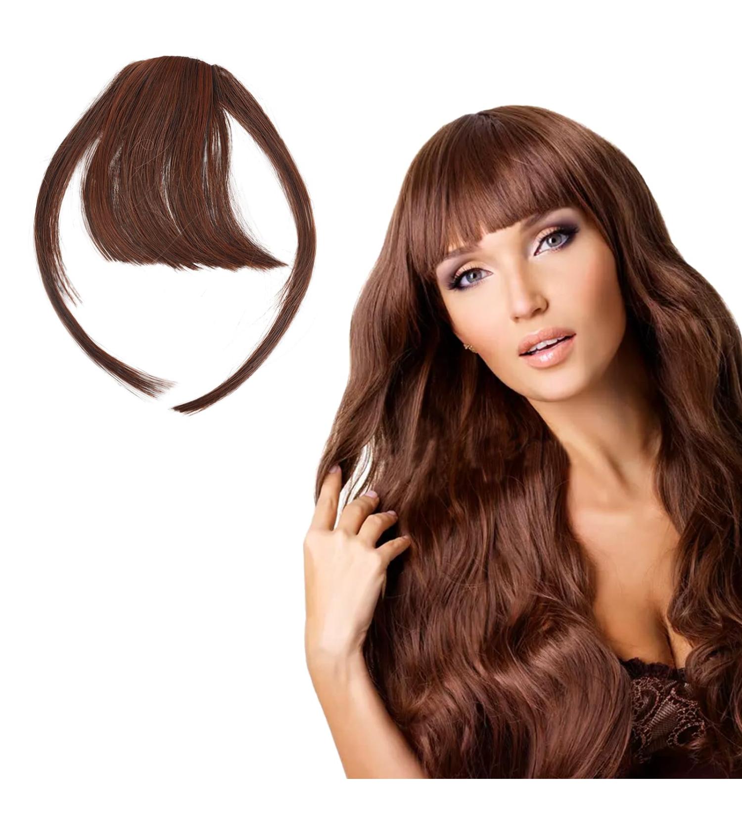 NICENEEDED Light Brown Clip in Bangs Wispy Bangs Clip in Hair Extensions Air Bangs Fringe Natural Curved Wispy Bangs Faux Hairpieces for Women Daily Wear - Buy Online on GoSupps.com