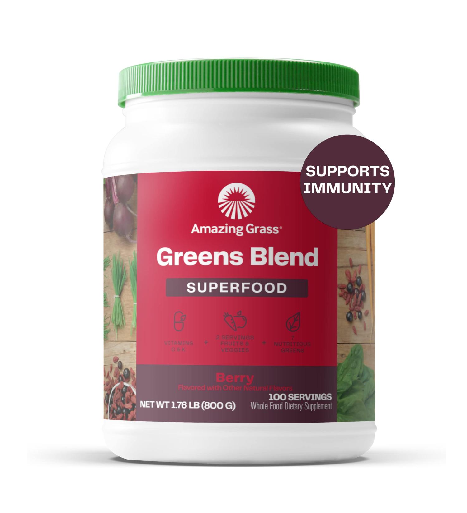 Amazing Grass Green Superfood Berry Powder 28.2 oz - Nutrient-Dense Superfood for Energy & Wellness - Buy Online on GoSupps.com