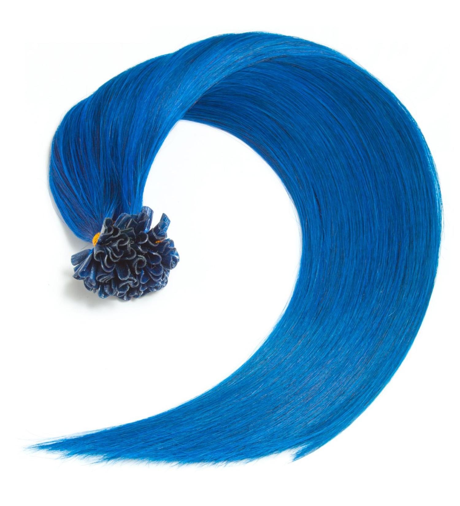100% Remy Real Hair Blue Bonding Extensions - 25 Strands 50cm U-Tip Keratin Hair Extensions #700 - Smooth Long Hair - Buy Online on GoSupps.com