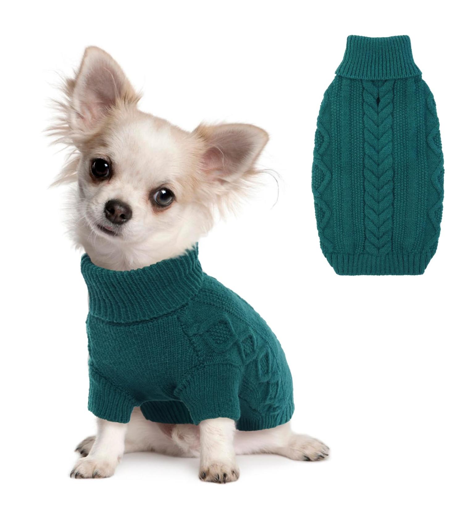 Hjumarayan Dog Sweater - Elegant & Warm Dog Sweater for Small Dogs | Peacock Green XS Perfect for Chihuahuas & More - Buy Online on GoSupps.com