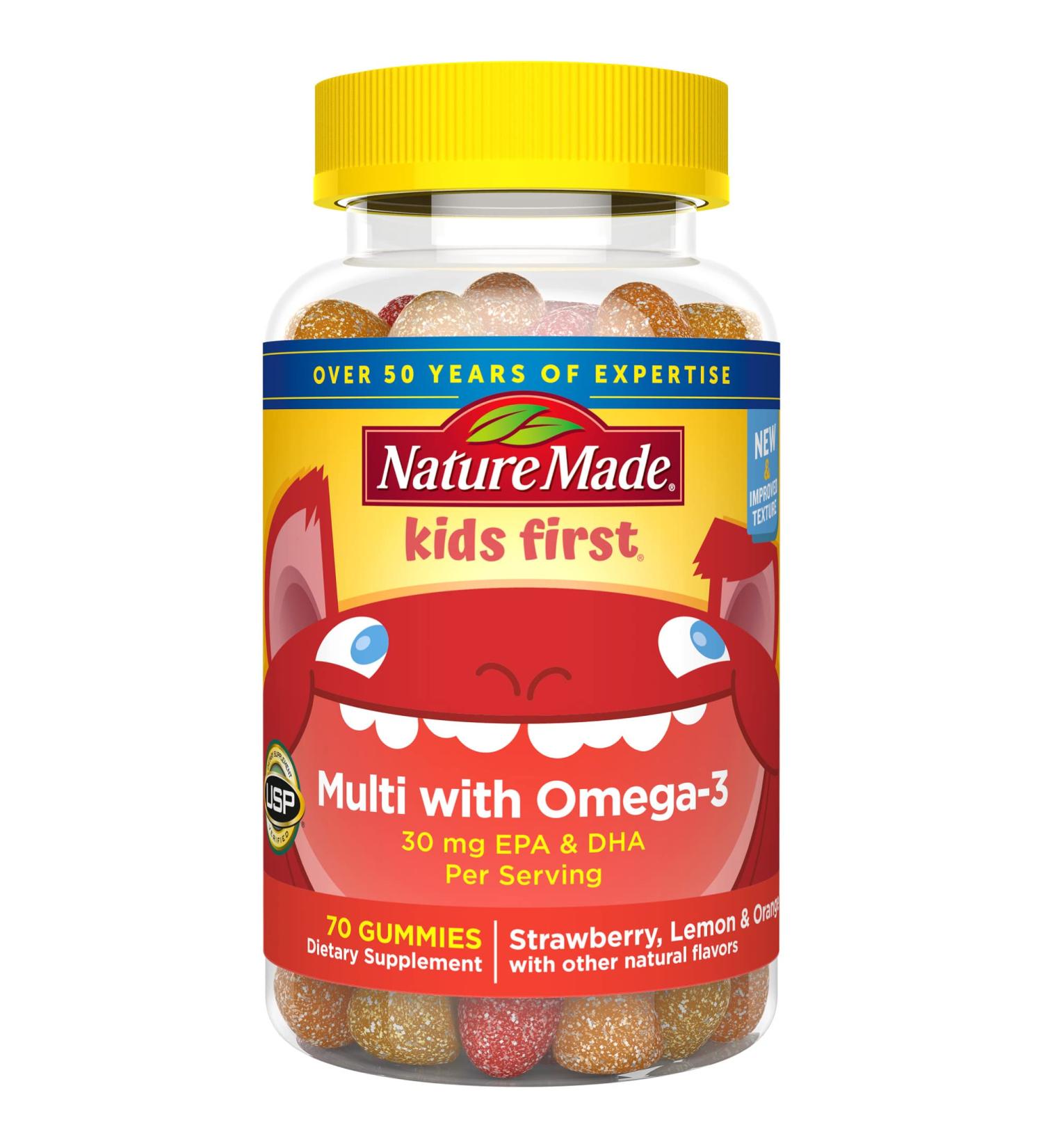 Nature Made Kids First Multivitamin with Omega-3 Gummies - 70 Count for Nutritional Support - Buy Online on GoSupps.com