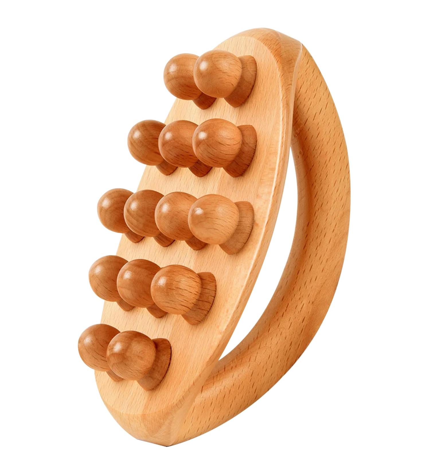 Wood Therapy Massage Tools - 14 Pearl Wood Roller for Lymphatic Drainage & Cellulite Massage | Gua Sha Holz-Massage Device - Buy Online on GoSupps.com