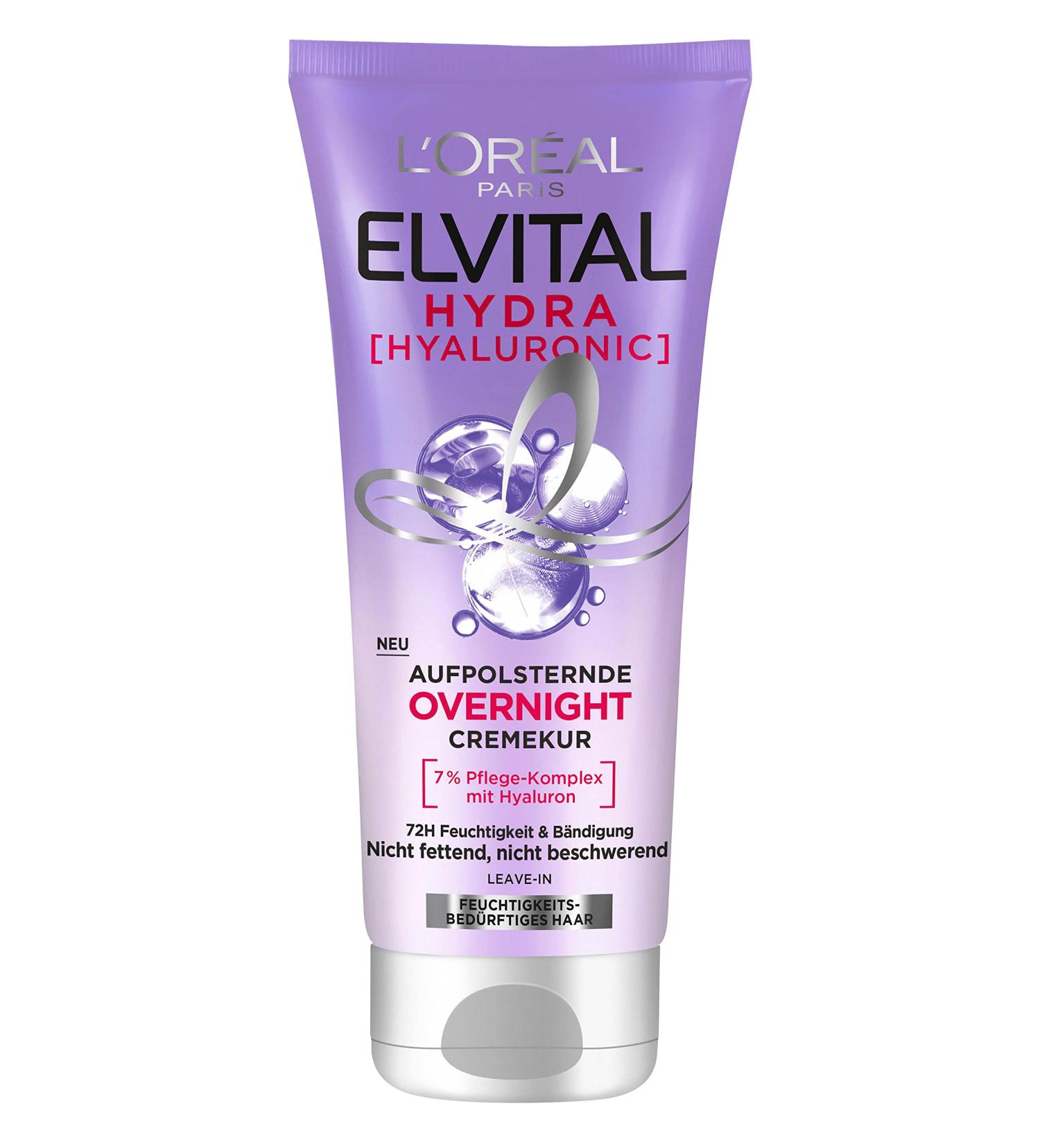 L'Or al Paris Elvital Overnight Hydrating Hair Mask - 200ml | Leave-In Moisture Boost with Hyaluron for Shiny Healthy Hair - Buy Online on GoSupps.com