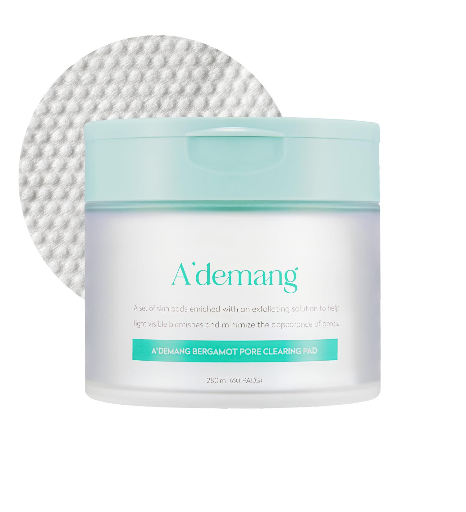 A'demang Bergamot Pore Clearing Toner Pad | Exfoliating Facial Pad, Facial Peels, Hydrating | for Acne Prone, Dry Oily Combination Skin | Korean Skincare 9.4 fl oz. / 280ml, 60 Pads  - Buy Online on GoSupps.com