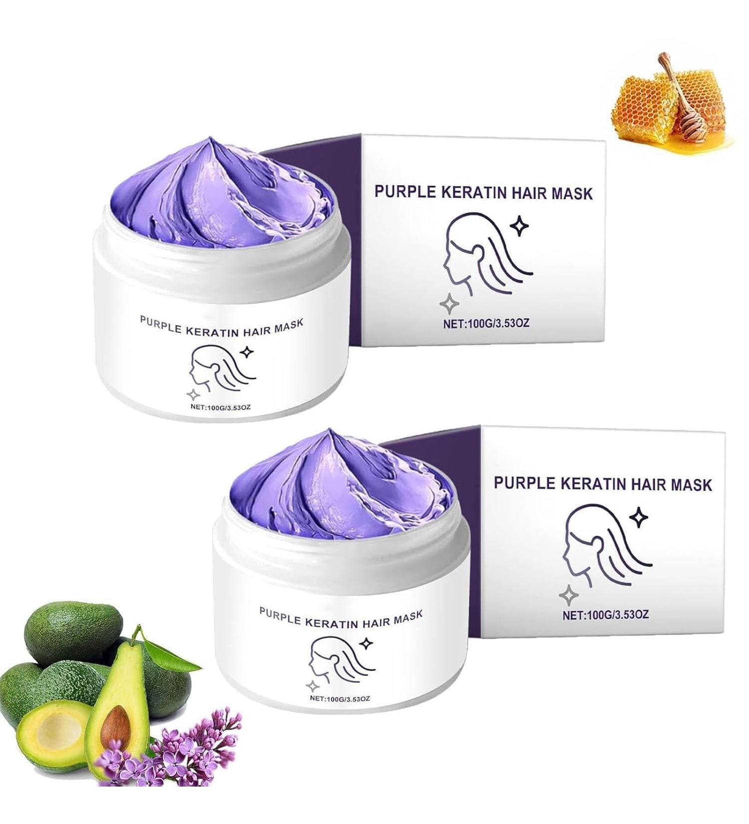Masque Capillaire Violet La K ratine Masque Violet Puissant Soin Intensif Hydrate Et Restaure La Douceur Apr s-Shampoing Hydratant pour Cheveux Secs Et Ab m s (2 Pi ces) - Buy Online on GoSupps.com