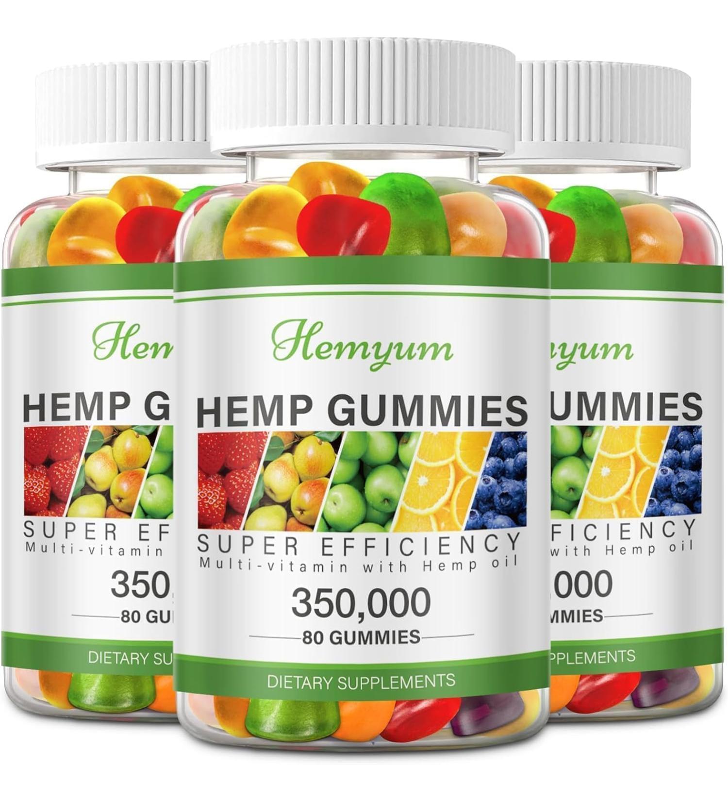 Hemp Gummies 3 Packs - for Sleep Pain Anxiety Relief - High Potency Pure Organic Supplement - with Natural Hemp Oil Extract Edible Gummy Vegan Non-GMO Fruit 80 Count (Pack of 3) - Buy Online on GoSupps.com