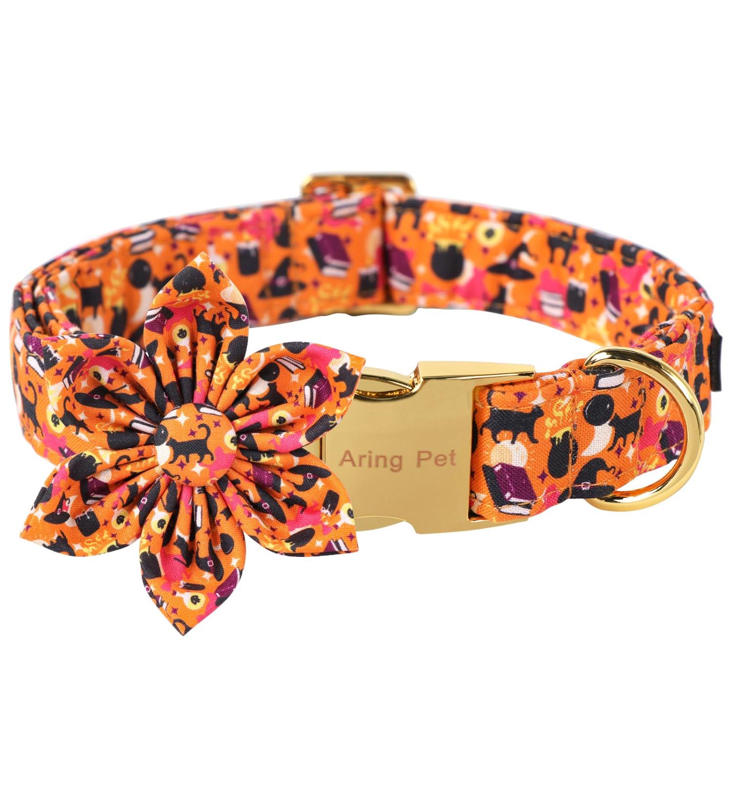 Buy Aring Pet Halloween Dog Halison - Sweet Orange Flower Design Adjustable Cotton Collars for All Dog Sizes (X-Large) - Buy Online on GoSupps.com