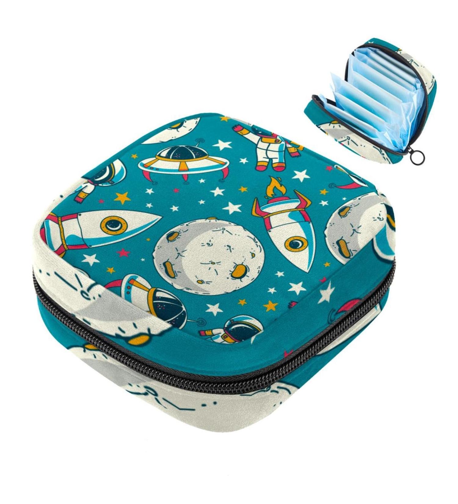 Portable Women's Binding-Up Bags | Menstrual Cup Pocket & Pads | Cute Cartoon Cosmonaut Design for Teenage Girls - Buy Online on GoSupps.com