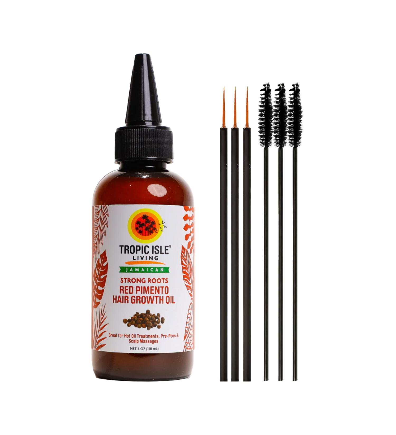 Tropic Isle Living Strong Roots Red Pimento Hair Growth Oil 4oz | Moisture & Shine Stimulates Hair Growth Strengthens Hair - Brush Set Included - Buy Online on GoSupps.com
