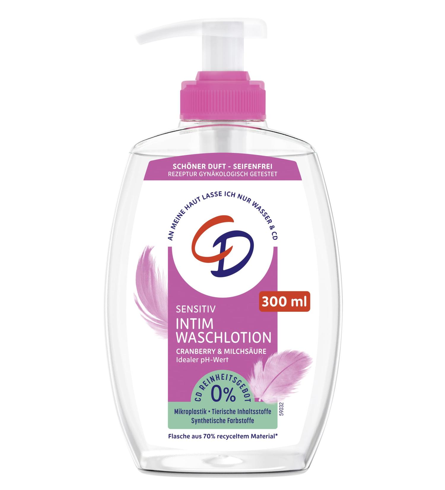 CD Wellbeing Intim Waschlotion 300 ml | Mild Soap-Free Intimate Cleanser with Cranberry & Lactic Acid | Vegan Personal Care - Buy Online on GoSupps.com