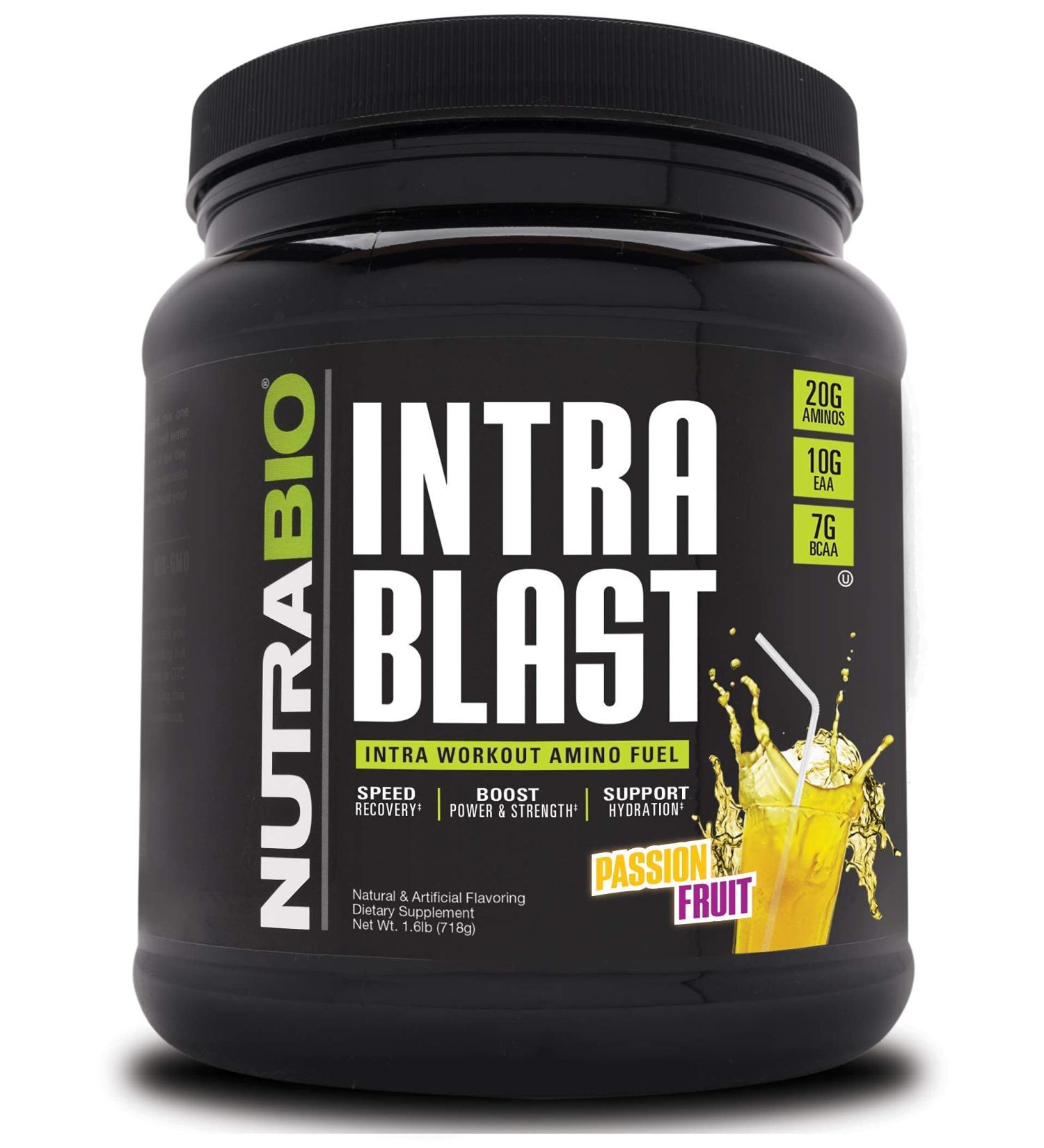 NutraBio Labs Intra Blast - Intra Workout Muscle Fuel Passion Fruit 1.6 lb | Premium Amino Energy - Buy Online on GoSupps.com