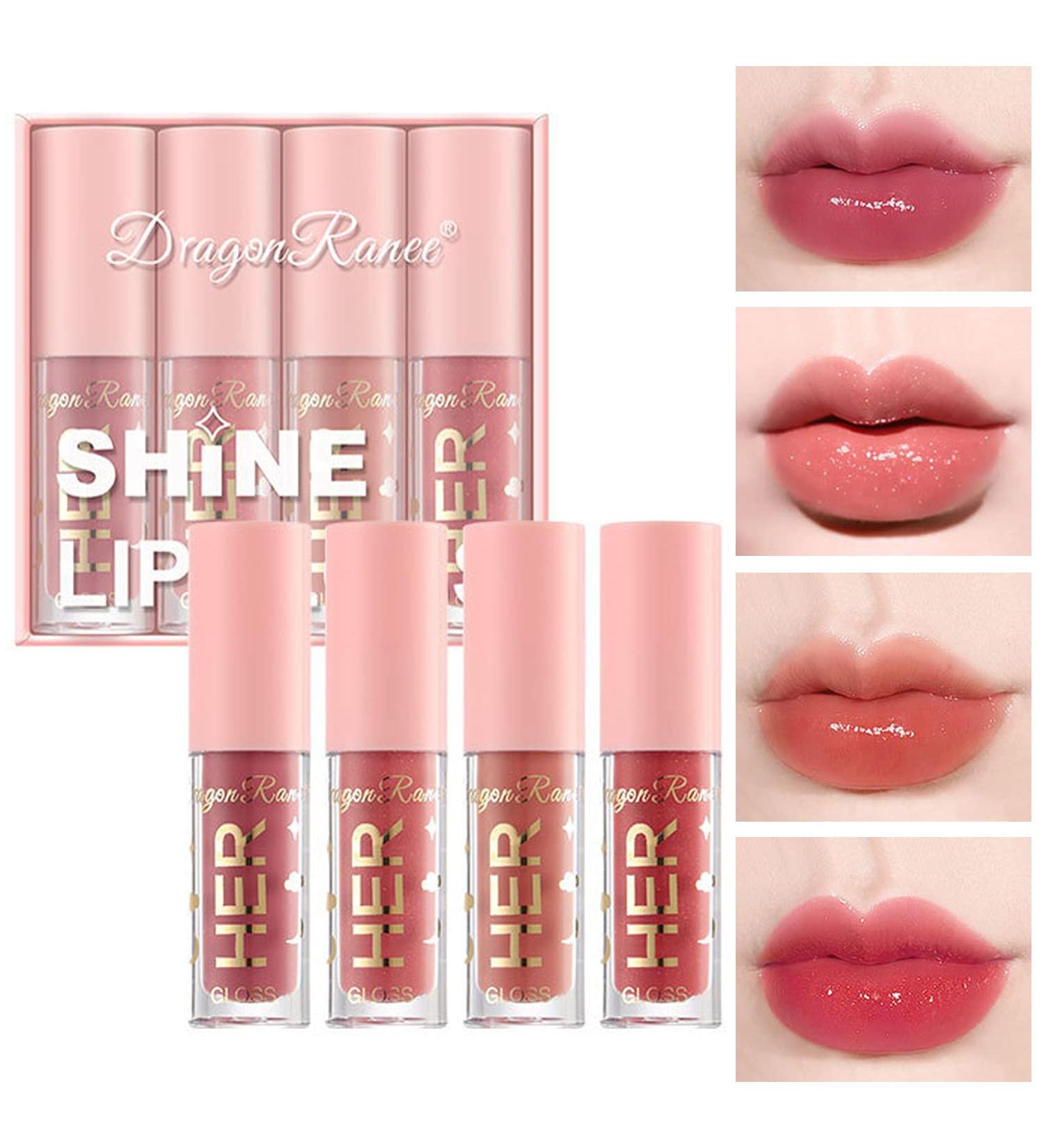 4PCS Moisturizing Lip Oil Gloss Set | Long Lasting Waterproof Formula | Non-sticky & Non-fade | Tinted Lip Stain Care Kit for Hydrated Lips - Buy Online on GoSupps.com