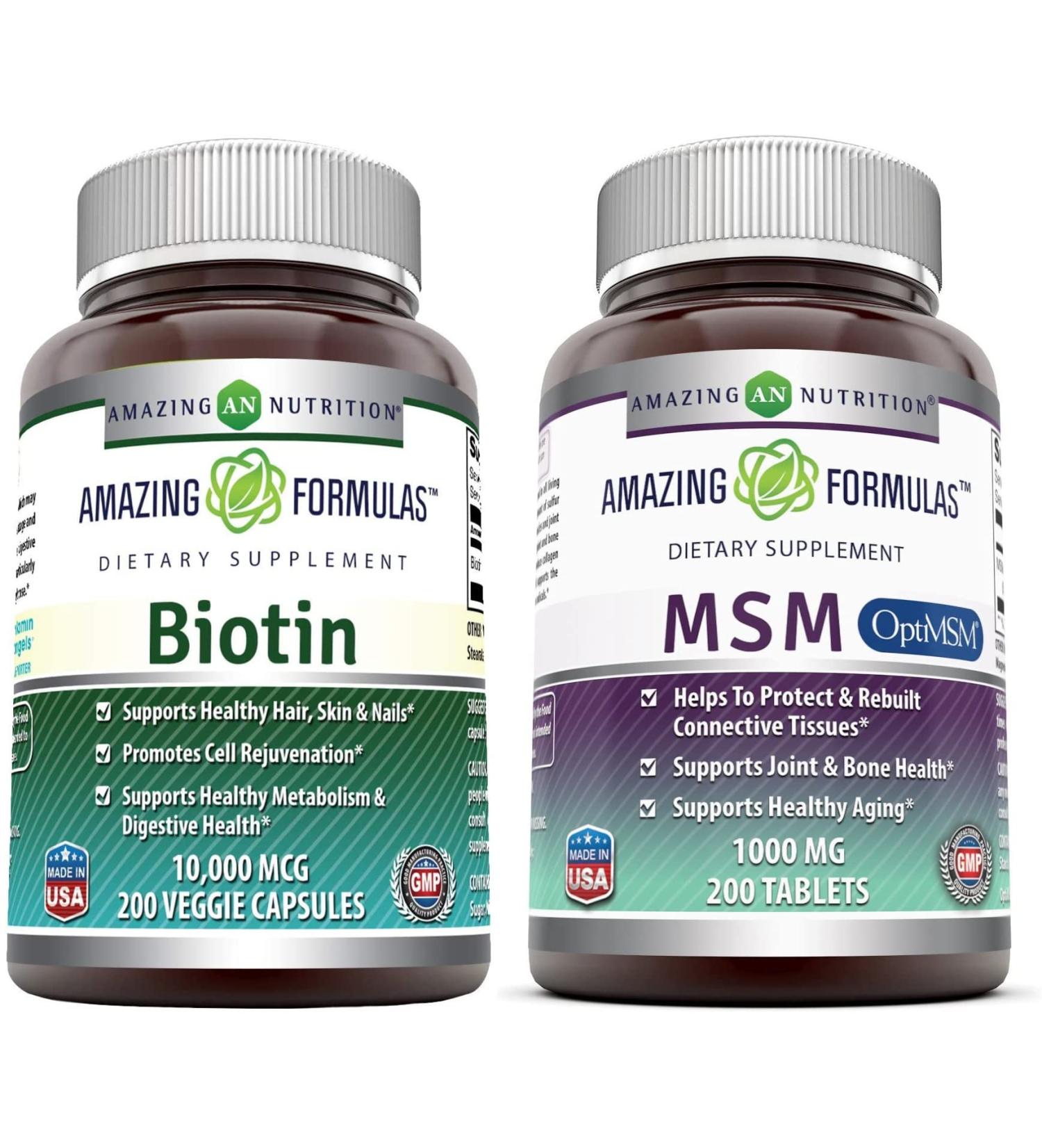Buy Amazing Nutrition Biotin 10000 mcg | 200 Capsules - Boost Hair & Nail Health - Buy Online on GoSupps.com