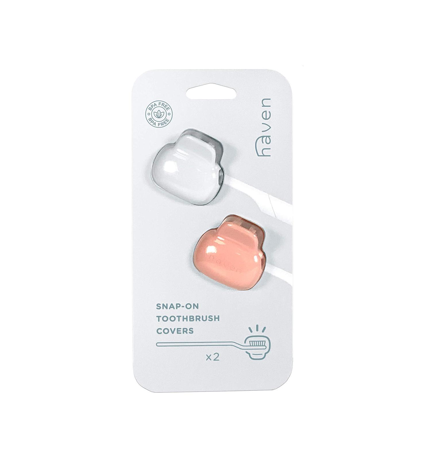 Haven Toothbrush Cover - Travel Holder for Electronic and Manual Toothbrushes - Set of 2 White & Coral Protectors - Buy Online on GoSupps.com