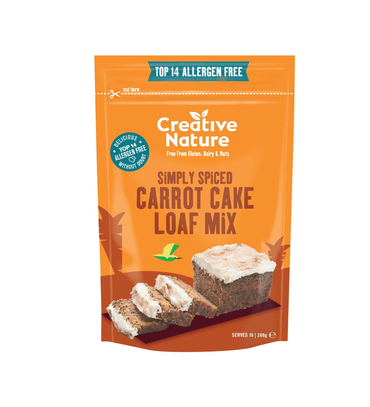 Creative Nature Gluten Free Carrot Cake Mix - Vegan & Allergen Free | 268g - Buy Online on GoSupps.com
