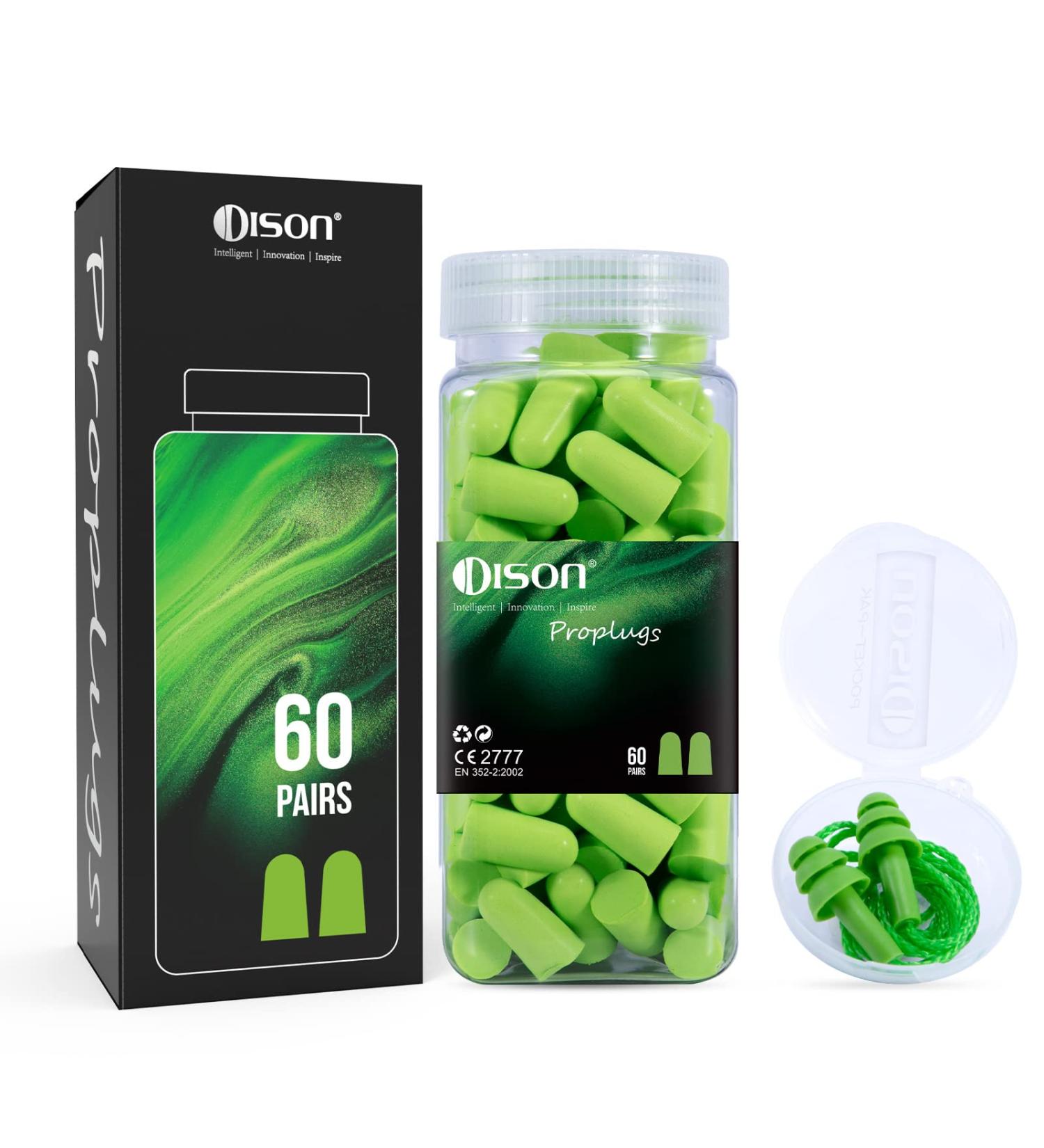 60 Pairs Foam Earplugs - 38dB Noise Reduction - Sleep Shooting Range & Work Ear Protection - Noise Cancelling Green - Buy Online on GoSupps.com