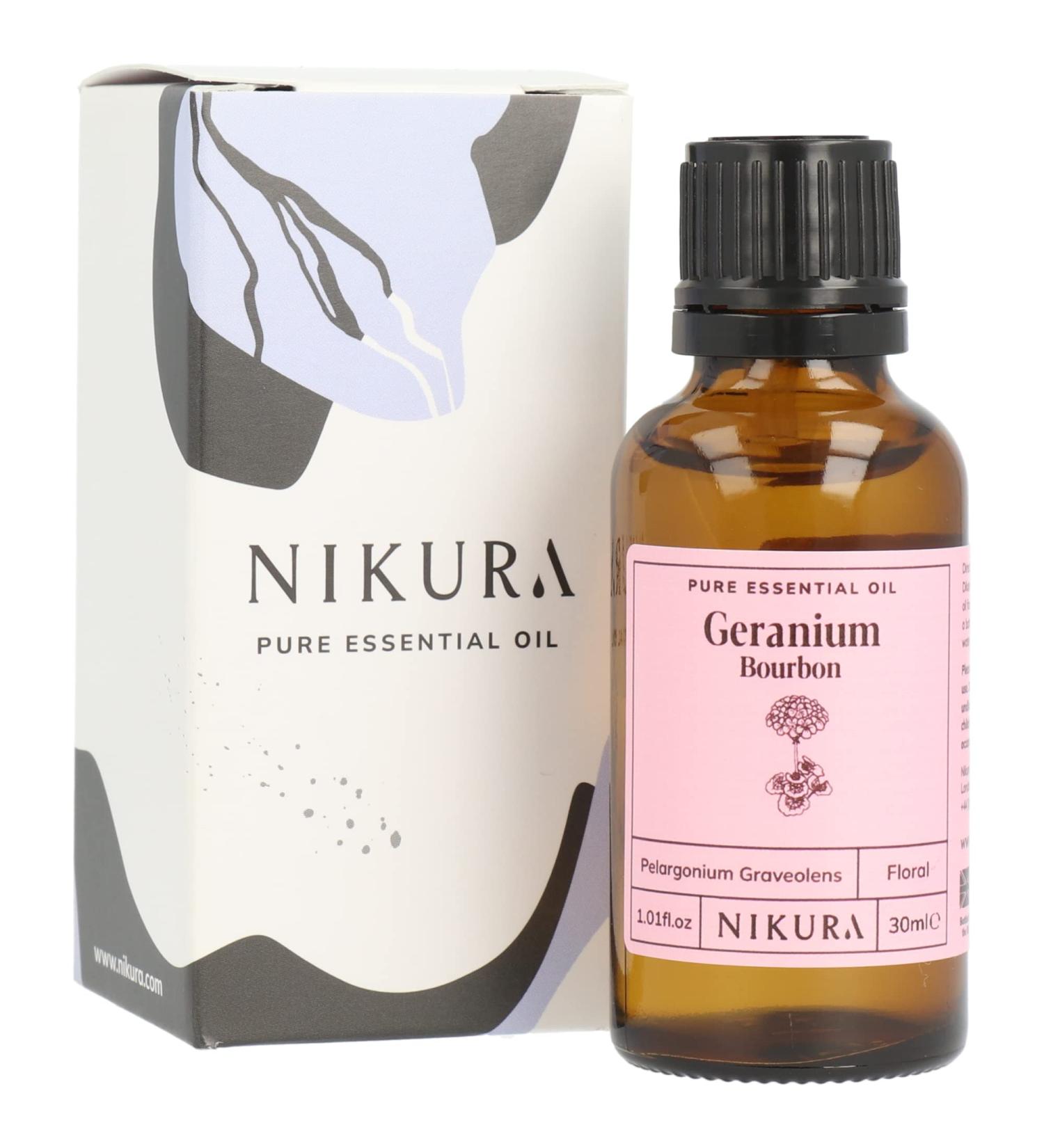 Nikura Geranium (Bourbon) Essential Oil - 30ml | 100% Pure Natural Oil for Aromatherapy | Vegan & UK Made - Buy Online on GoSupps.com