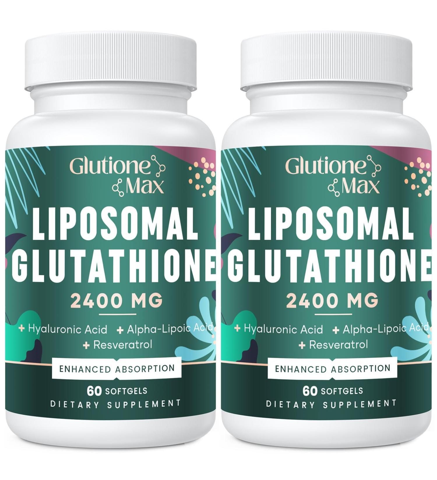 2400MG Liposomal Glutathione Supplement - Max Absorption Non-GMO Antioxidant with Hyaluronic Acid & Resveratrol for Aging Defense - 120 Softgels - Buy Online on GoSupps.com