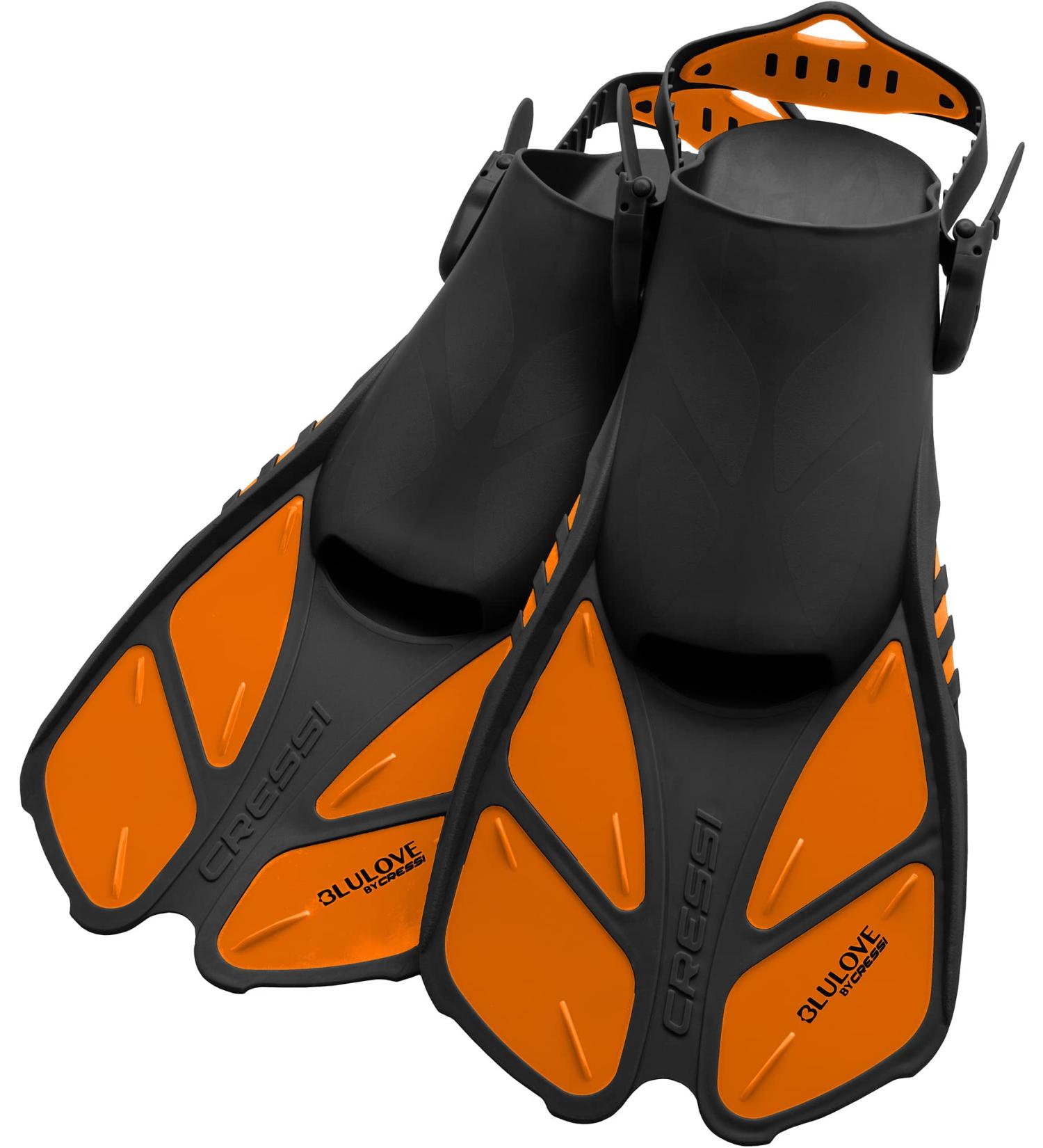 Cressi Adult Short Adjustable Swim Fins | UltraResistant Buckles | Ideal for Travel | Bonete | Designed in Italy | L/XL | US Man 9-13 | US Lady 10-14 | EU 42-47 | Black/Orange - Buy Online on GoSupps.com