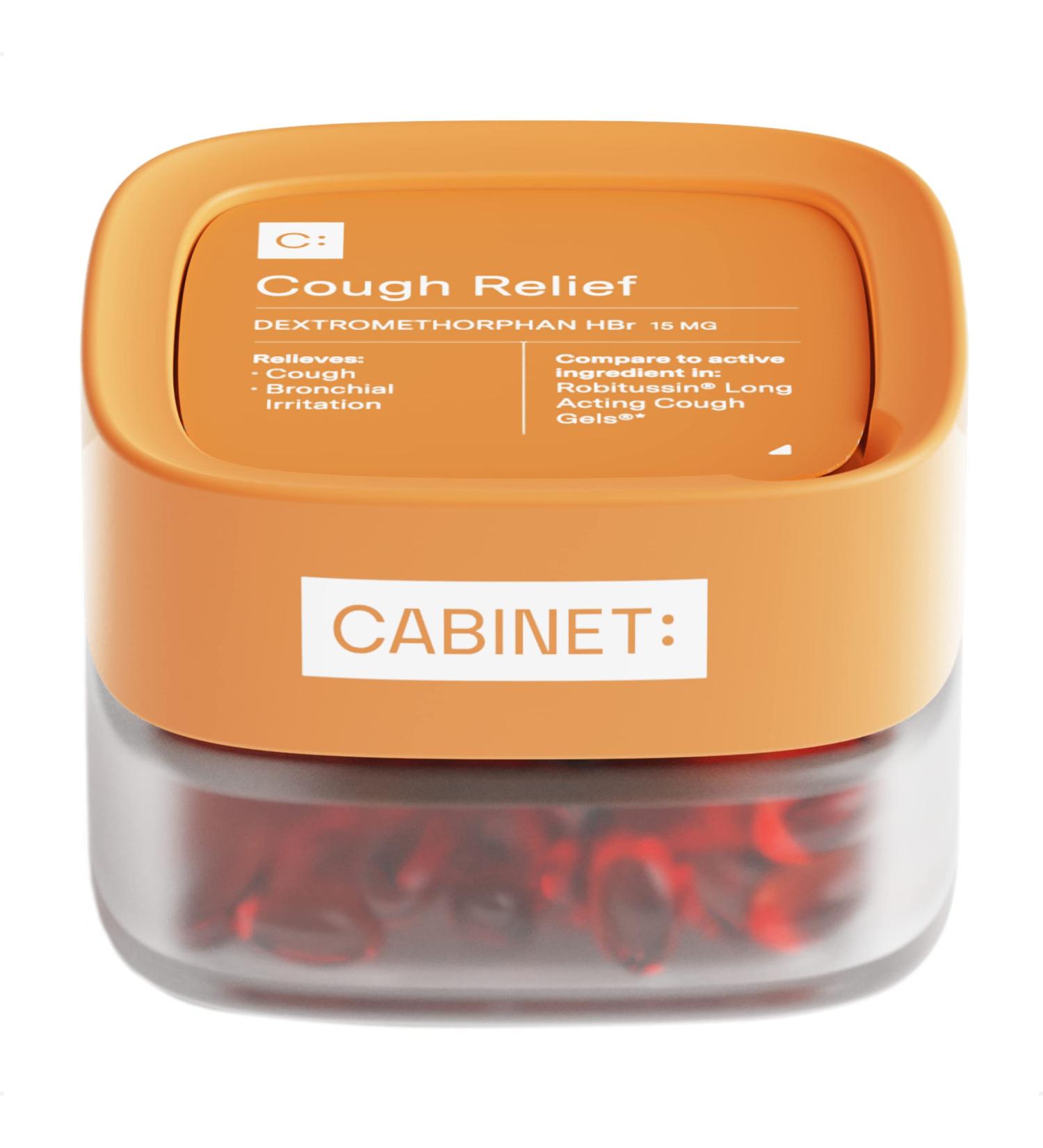 Cabinet Cough Relief Softgels for Adults | 60 ct Non-Drowsy Daytime Formula | Dextromethorphan HBr 15mg | Ages 12+ | Plastic-Free Refills - Buy Online on GoSupps.com