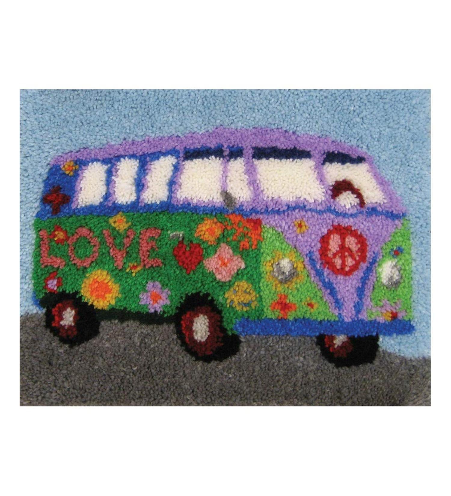 LAPATAIN DIY Latch Hook Kit - Flower Car Carpet Embroidery Set for Home Decor 20x15inch - Buy Online on GoSupps.com