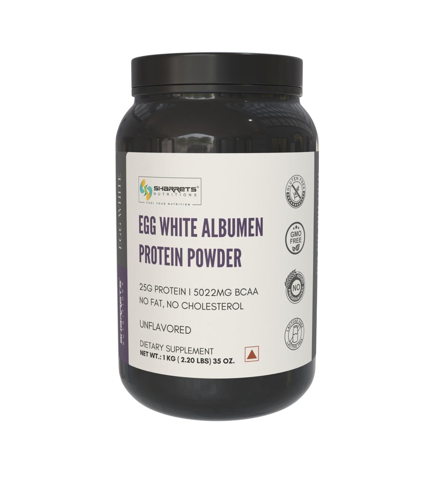 Sharrets Egg White Protein Powder 2.2 lbs - Unflavored Halal Non-GMO Gluten & Dairy-Free - Ideal for Fitness Bodybuilding and Family Use - Buy Online on GoSupps.com