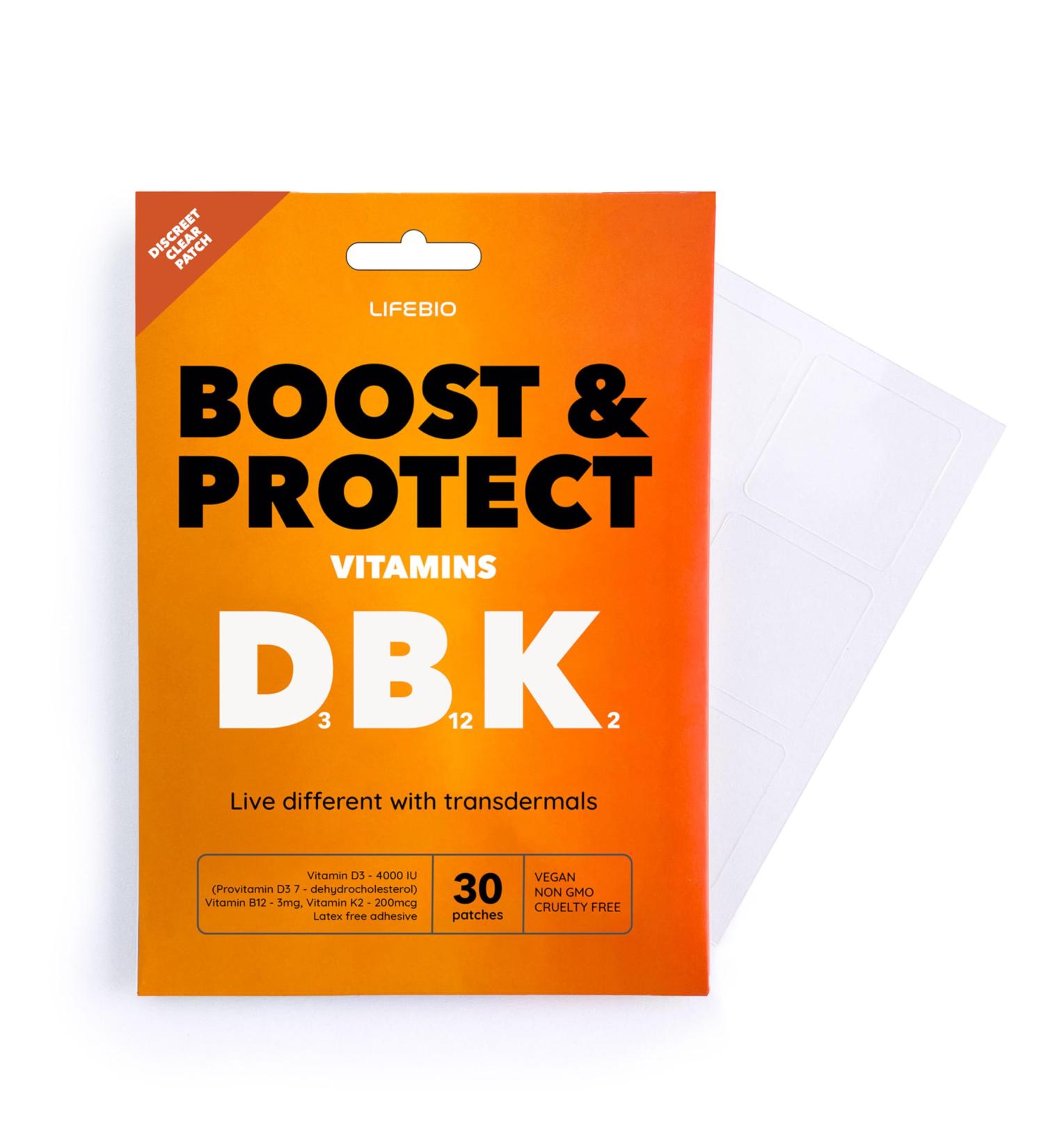 Boost & Protect - Patchs Vitamines D3 B12 K2 Haute Dose - Solidit Os Immunit Sant Cellulaire nergie - 30 Patchs - Buy Online on GoSupps.com