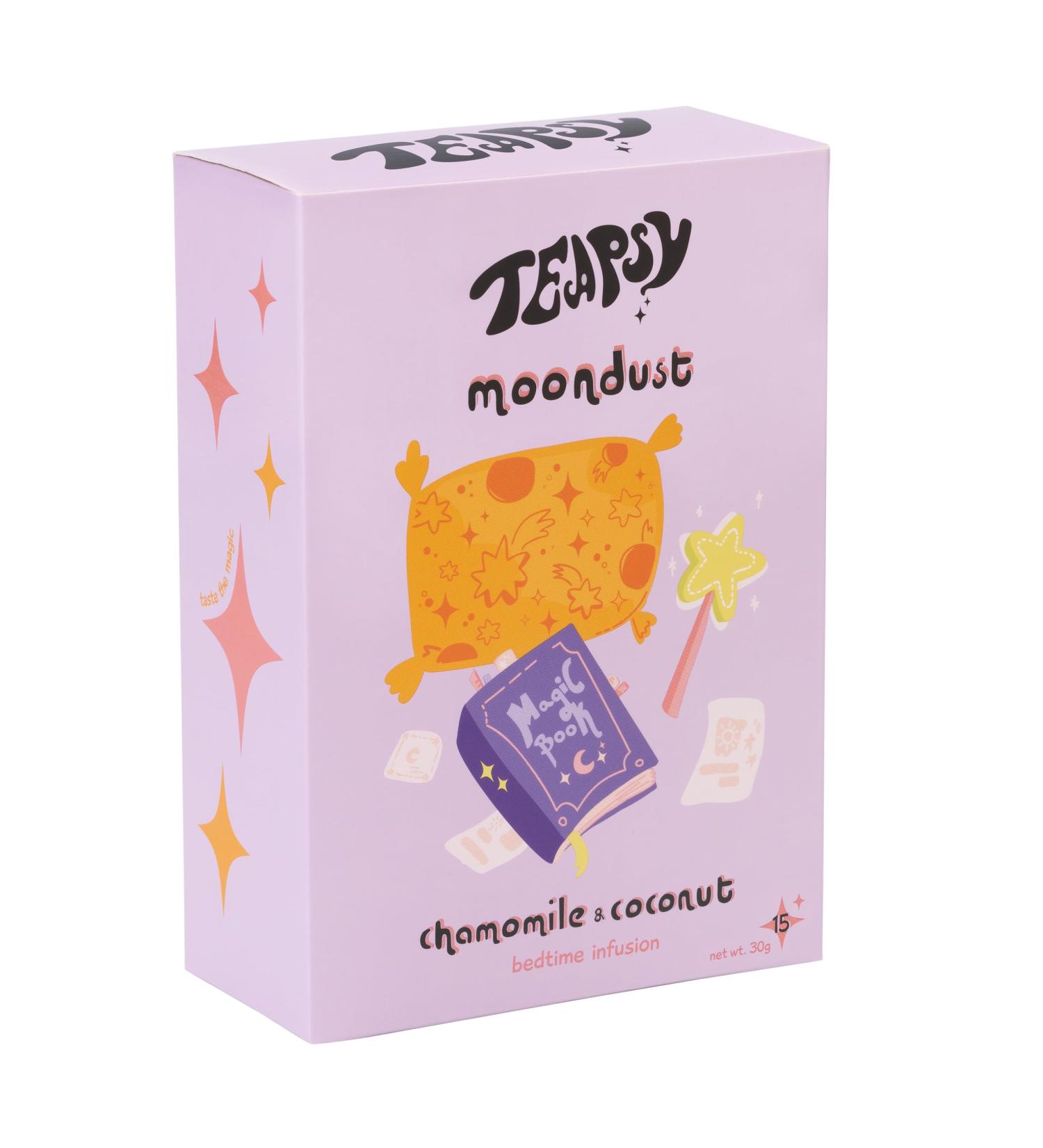 Teapsy Tea - Moondust - Chamomile & Coconut Sleepy Flavoured Tea Herbal Infusion Caffeine Free 15 Teabags